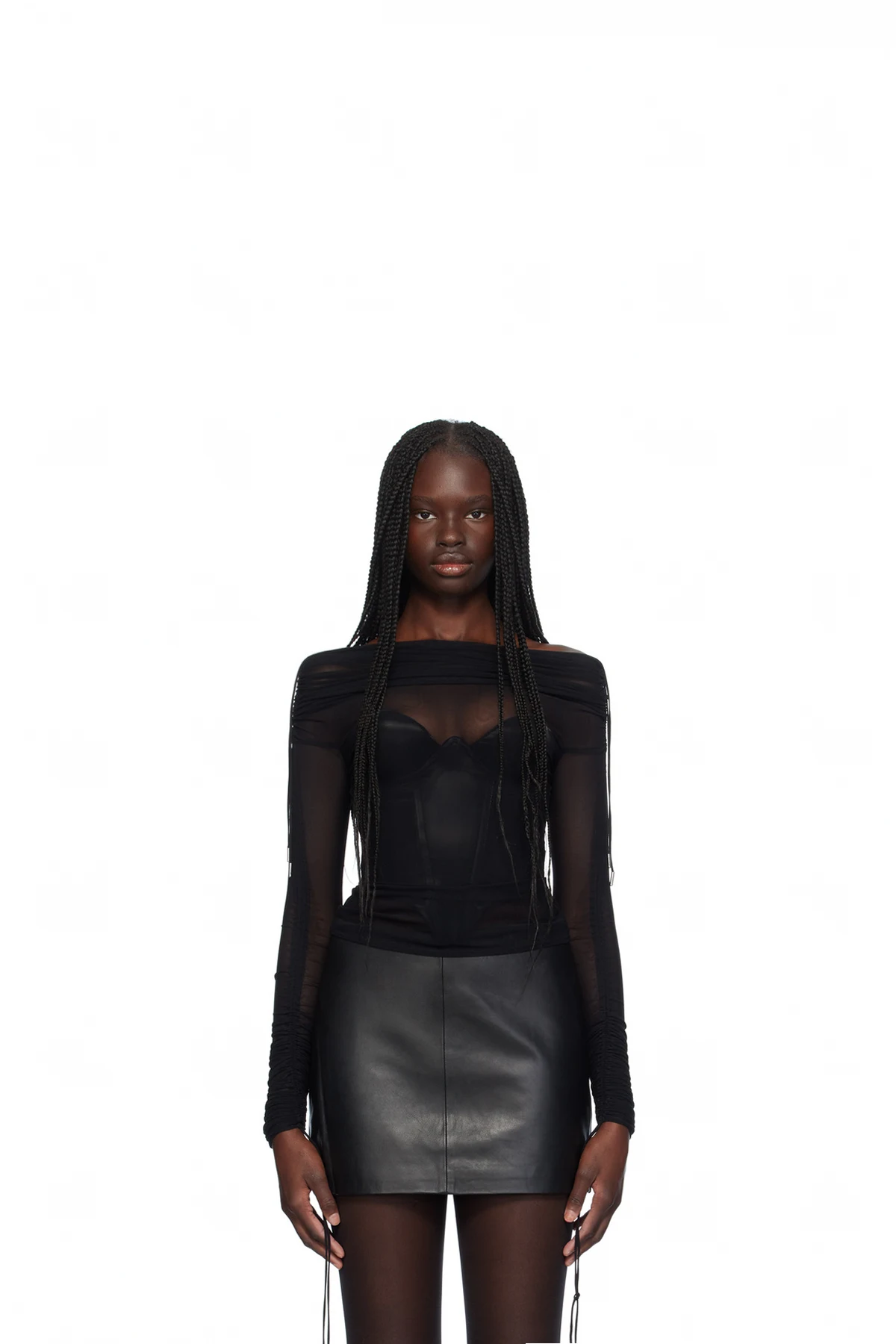 SSENSE Exclusive Black Off-The-Shoulder Long Sleeve T-Shirt