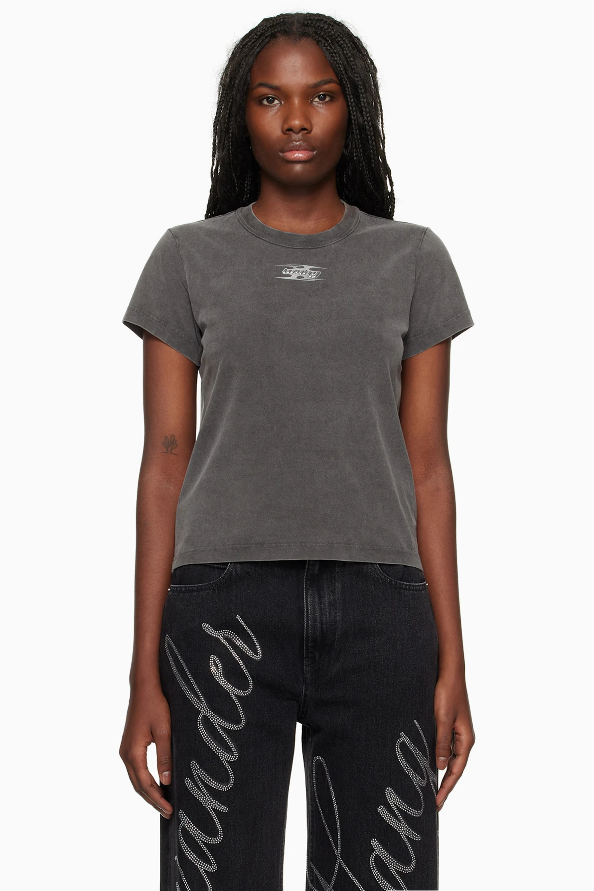 Gray Blade Logo-Embossed T-shirt