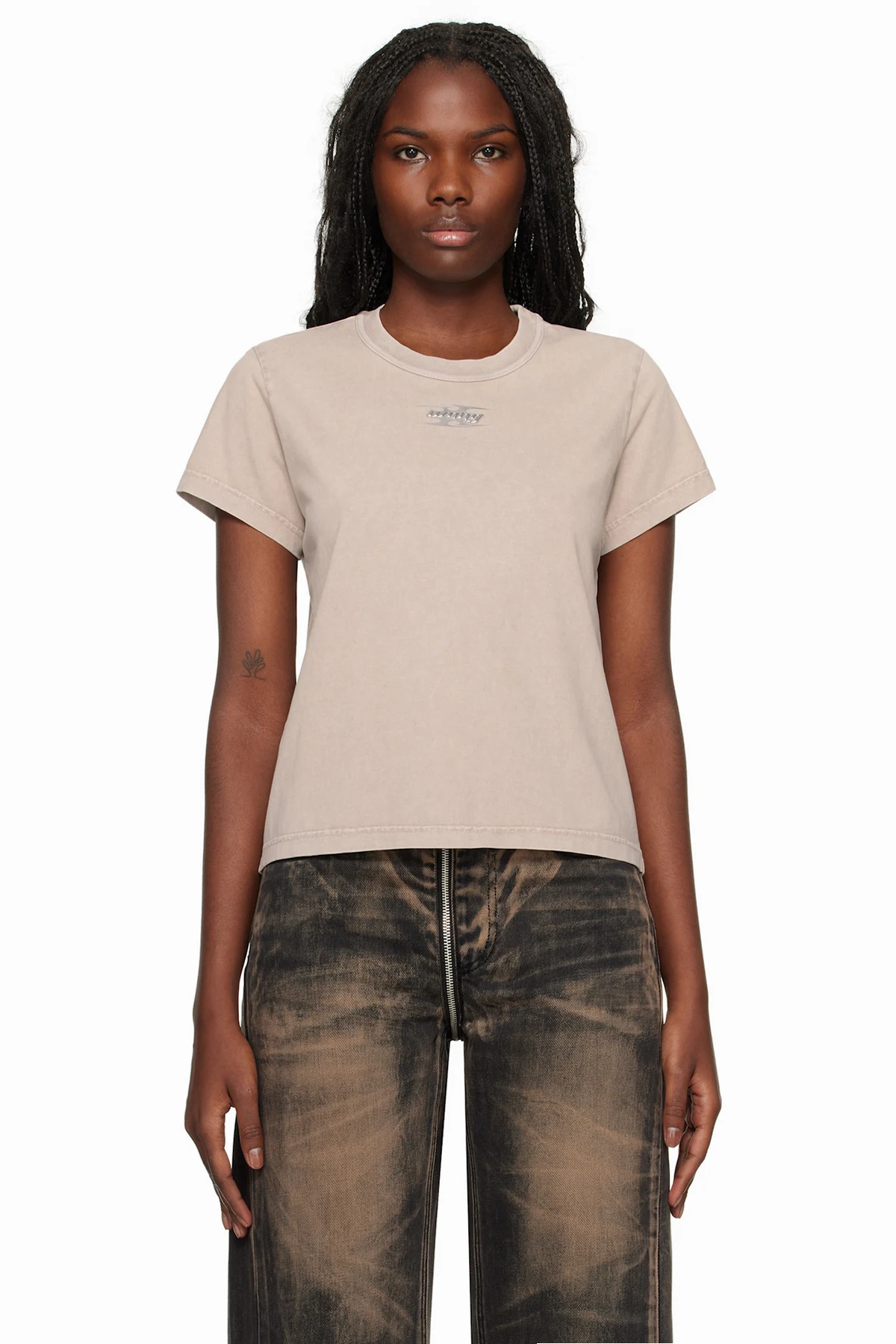 Taupe Blade Logo-Embossed T-shirt