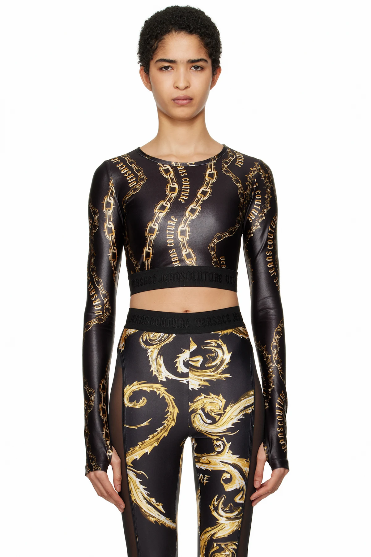 Black Chain Couture Crop T-shirt