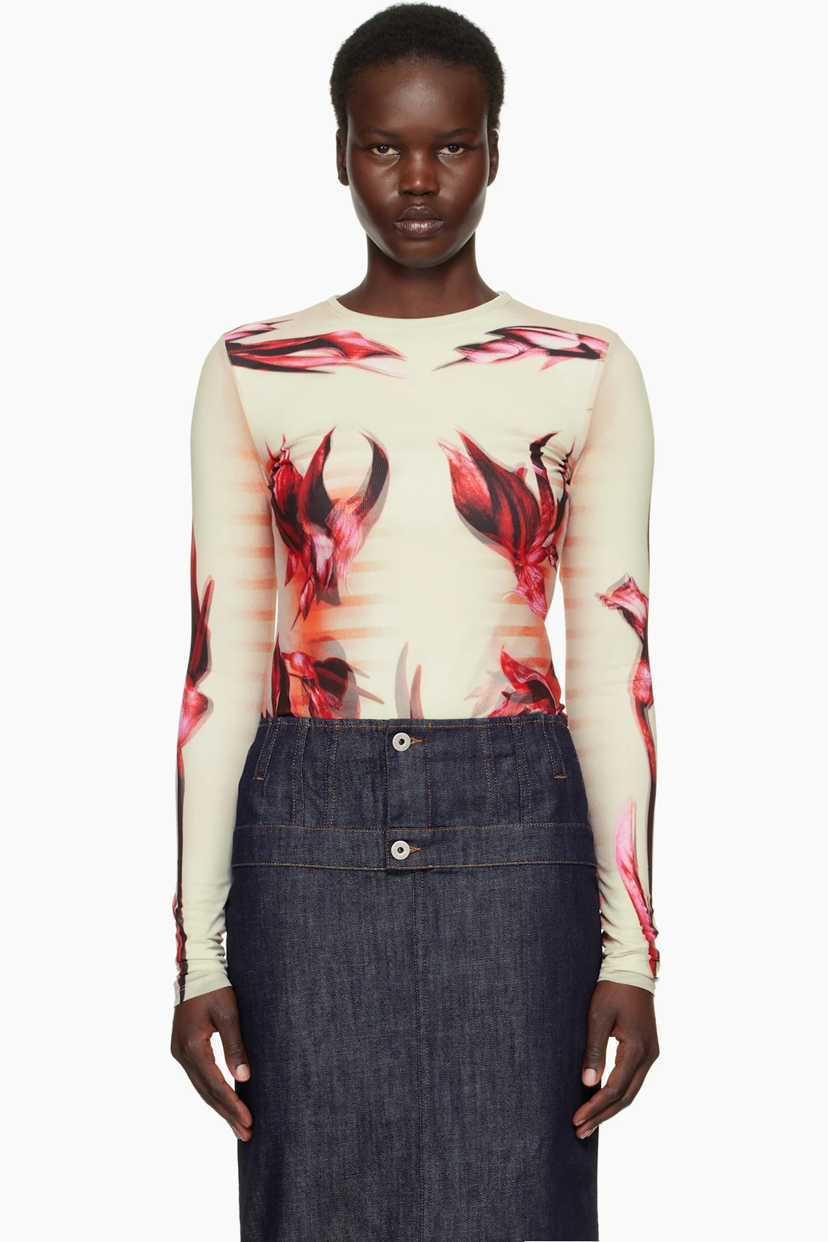 Green & Pink 'The Flower Body Morphing Marinière' T-Shirt
