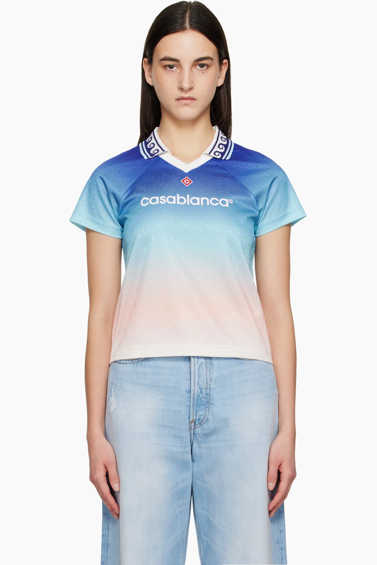 Blue & Pink Jacquard Monogram Football T-shirt