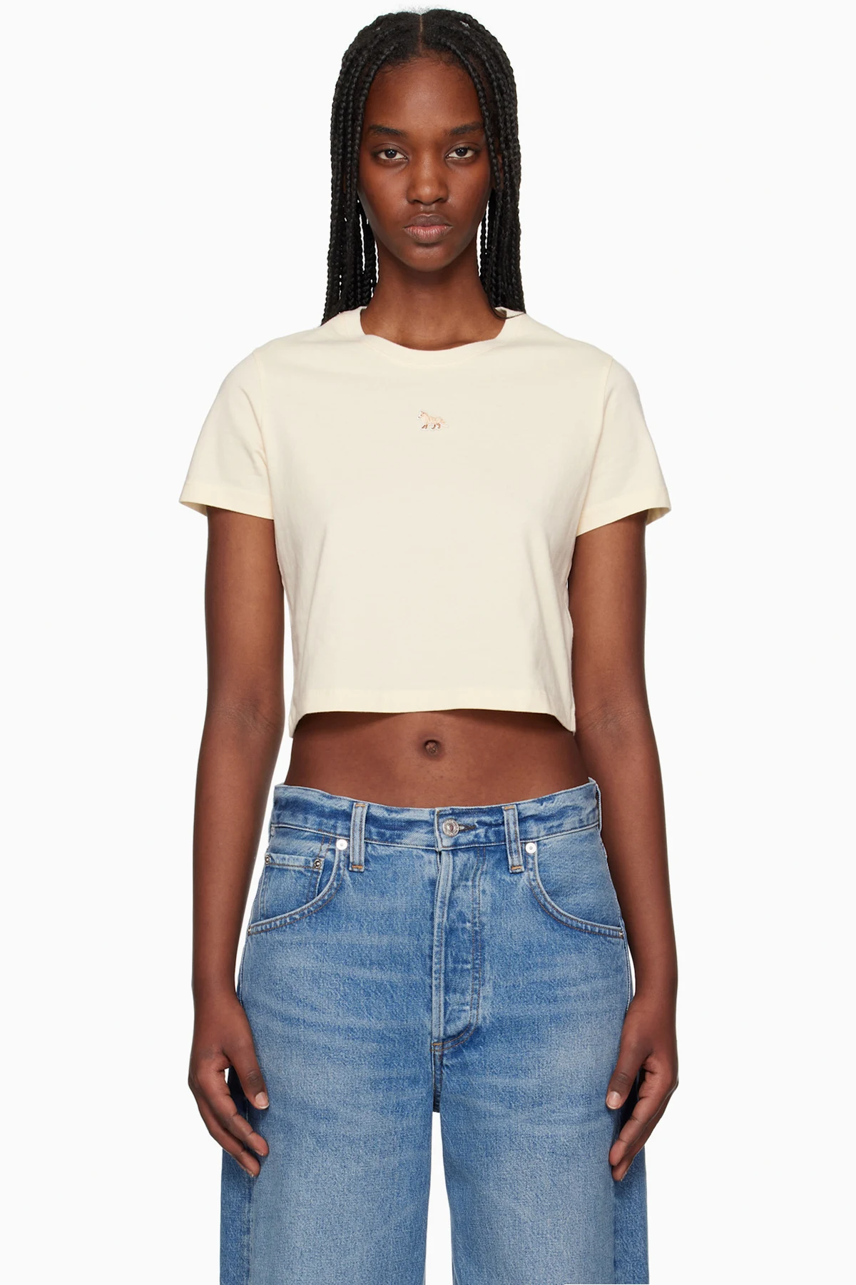 Beige Baby Fox Patch Baby T-shirt