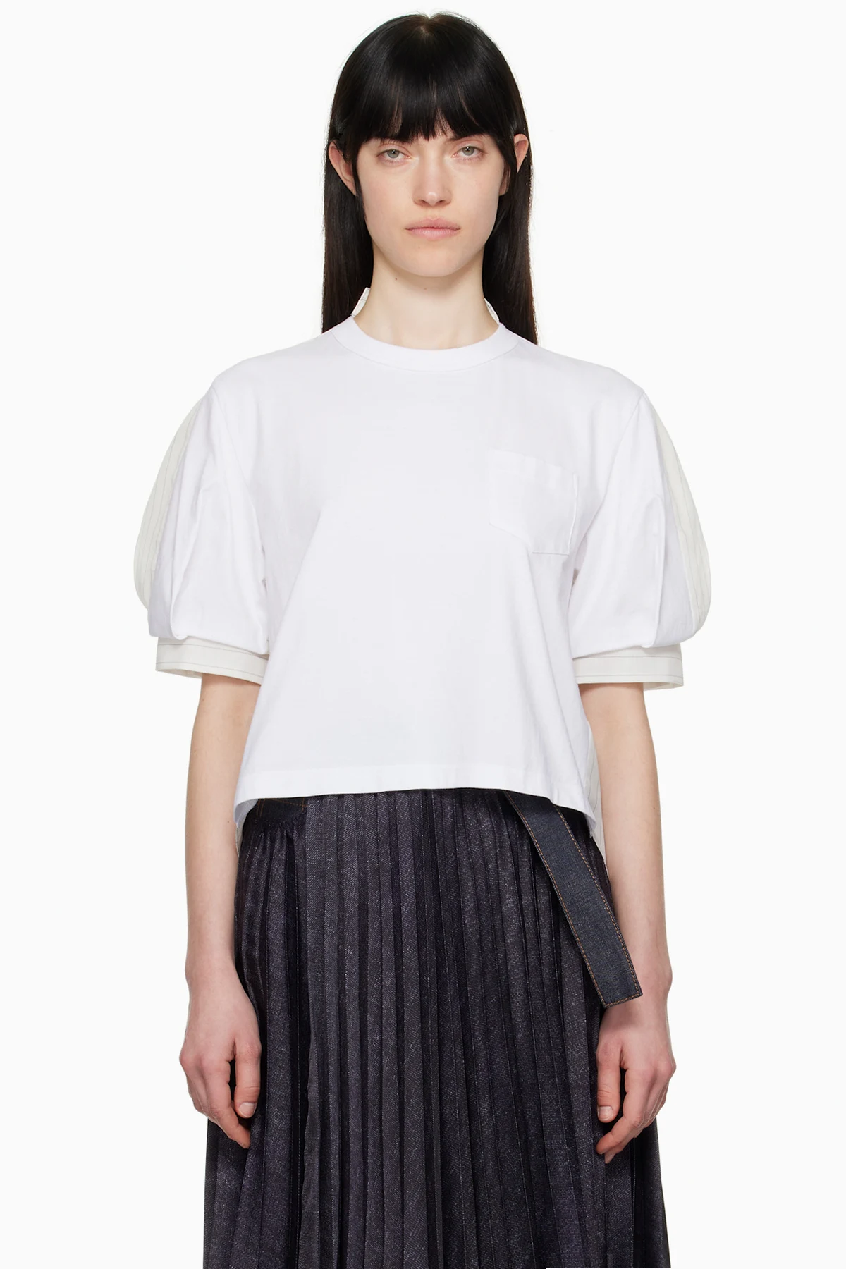 Off-White Spun Organza & Cotton Jersey T-shirt