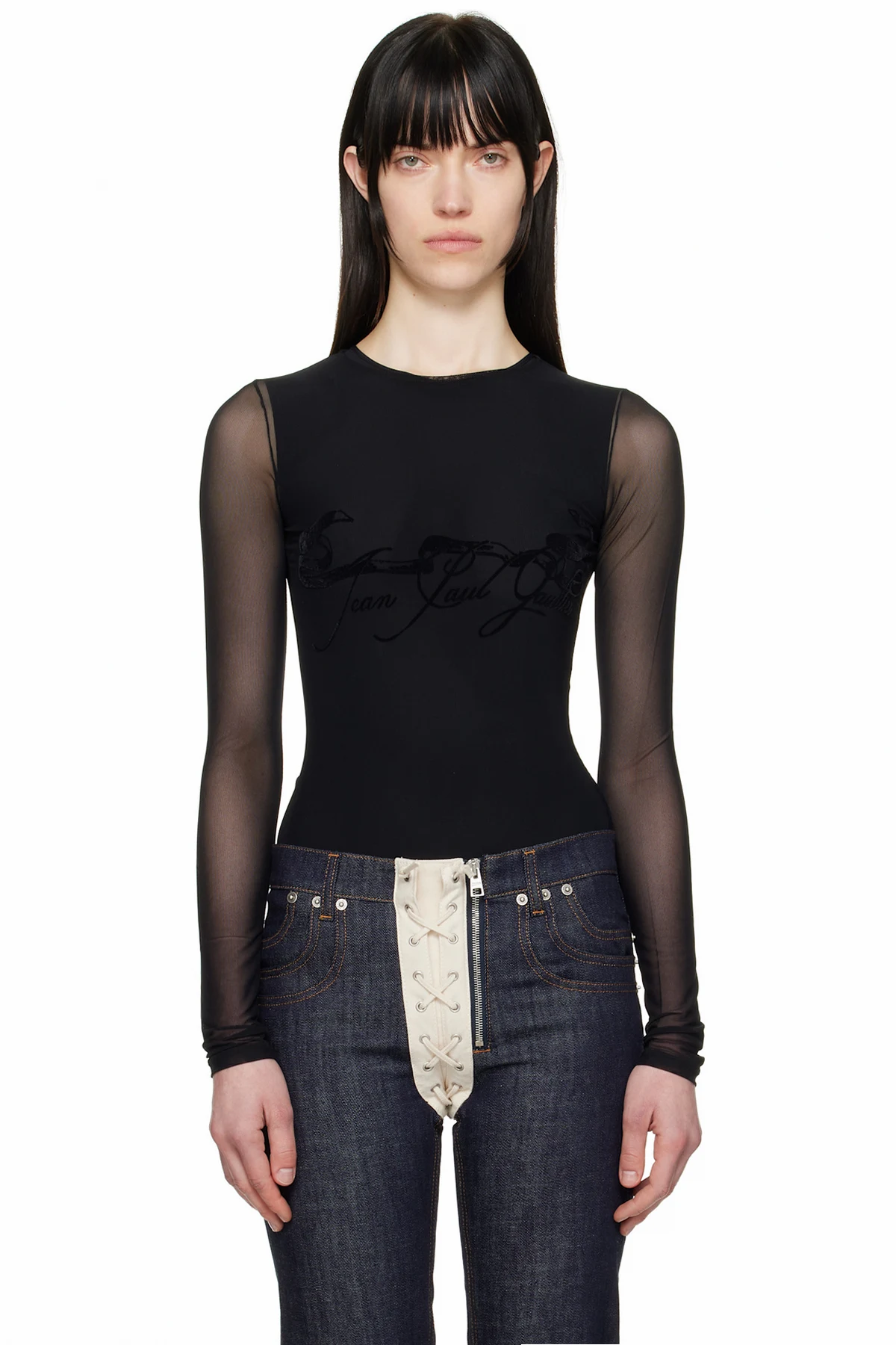 Black 'The Flocked Tattoo Ruban' T-shirt