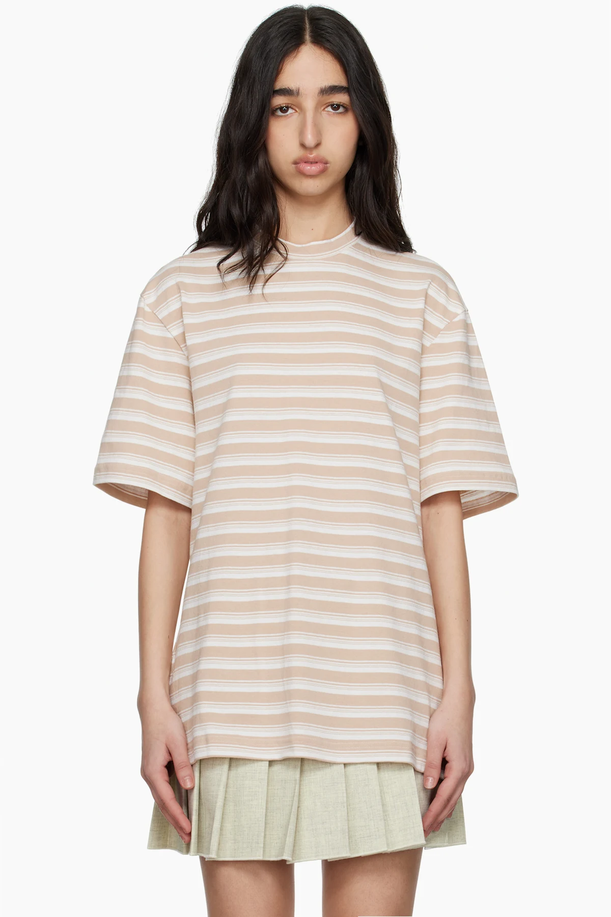 White & Beige Oversized T-shirt