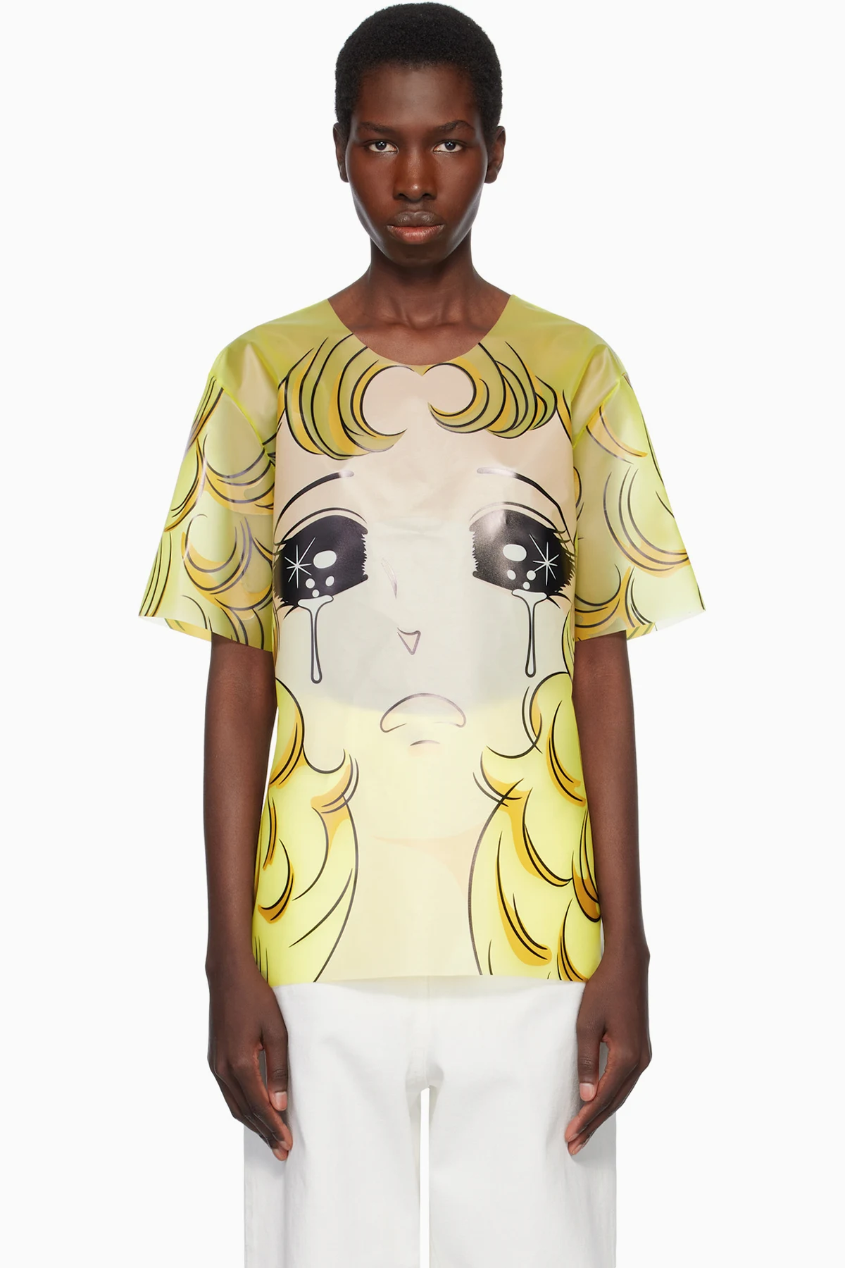 Yellow Crying Girl Oversized Vinyl T-shirt
