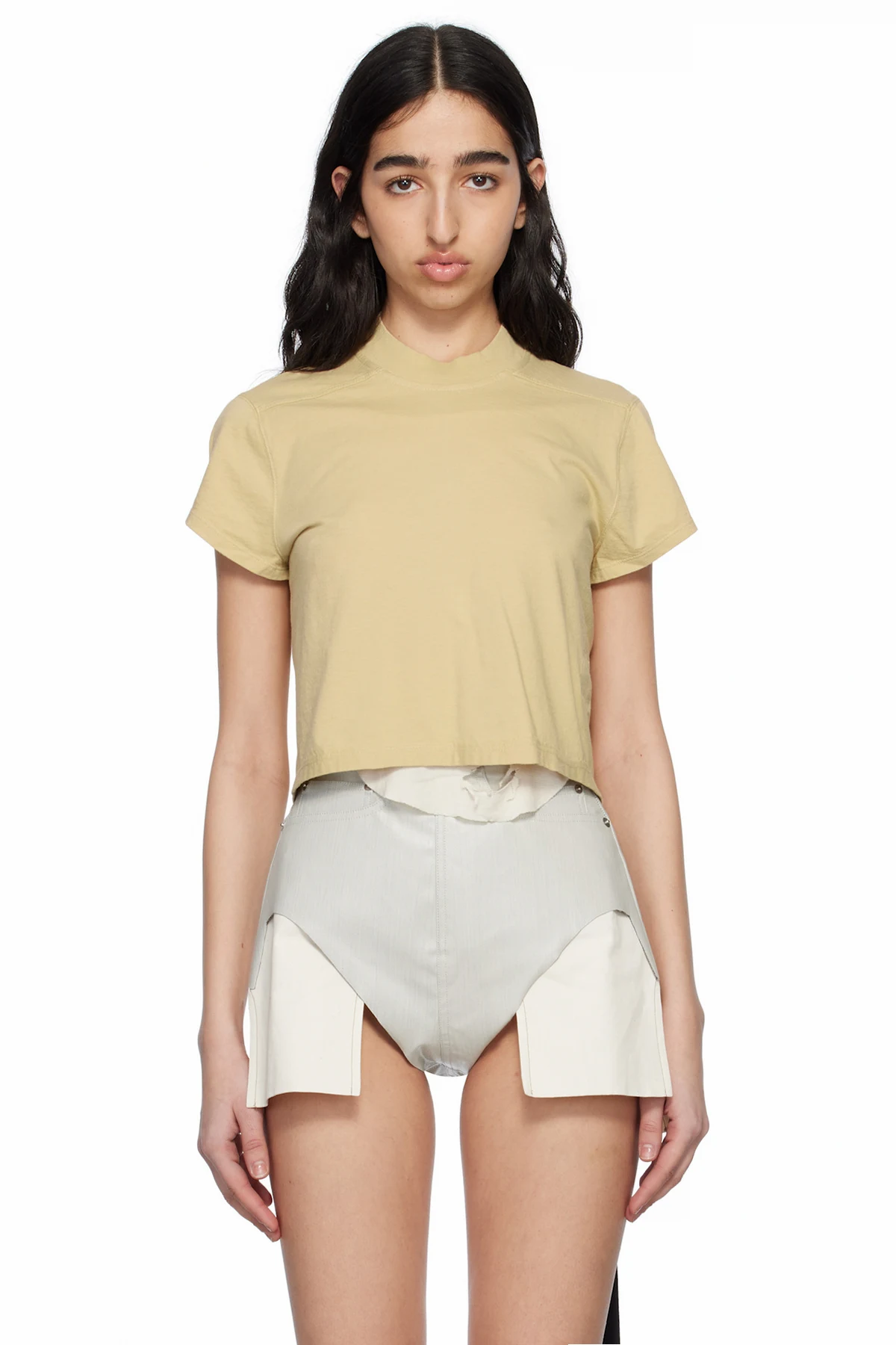 Beige Hollywood Cropped Small Level T-shirt