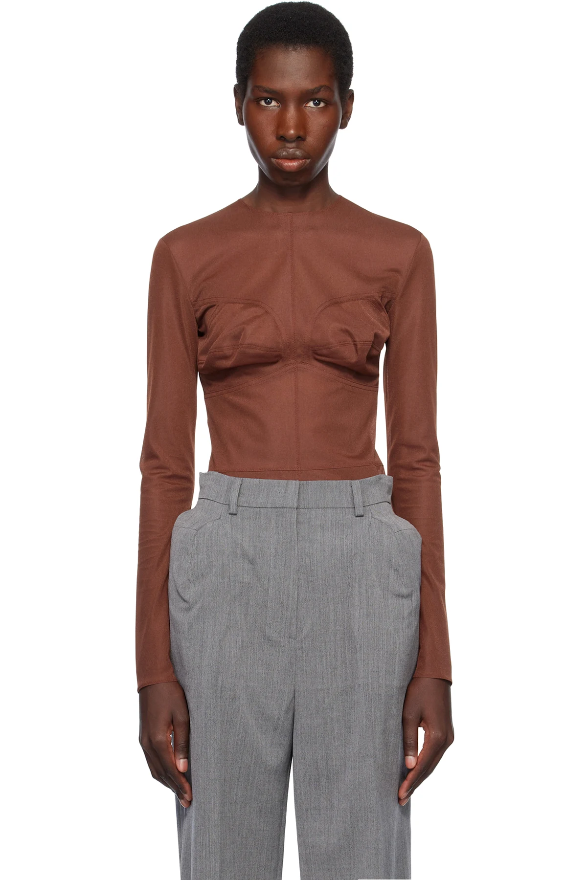 Brown Dummy Shaped Mesh Top