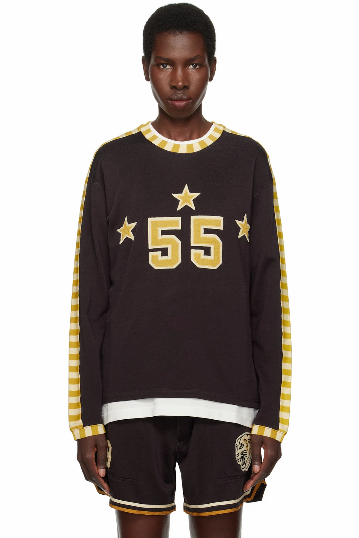 Brown Medalist Appliqué Long Sleeve T-shirt
