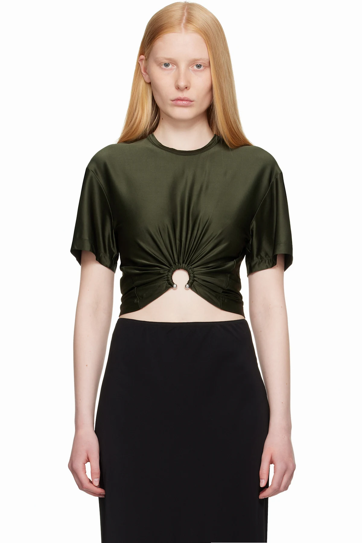 Khaki Cropped Jersey T-shirt