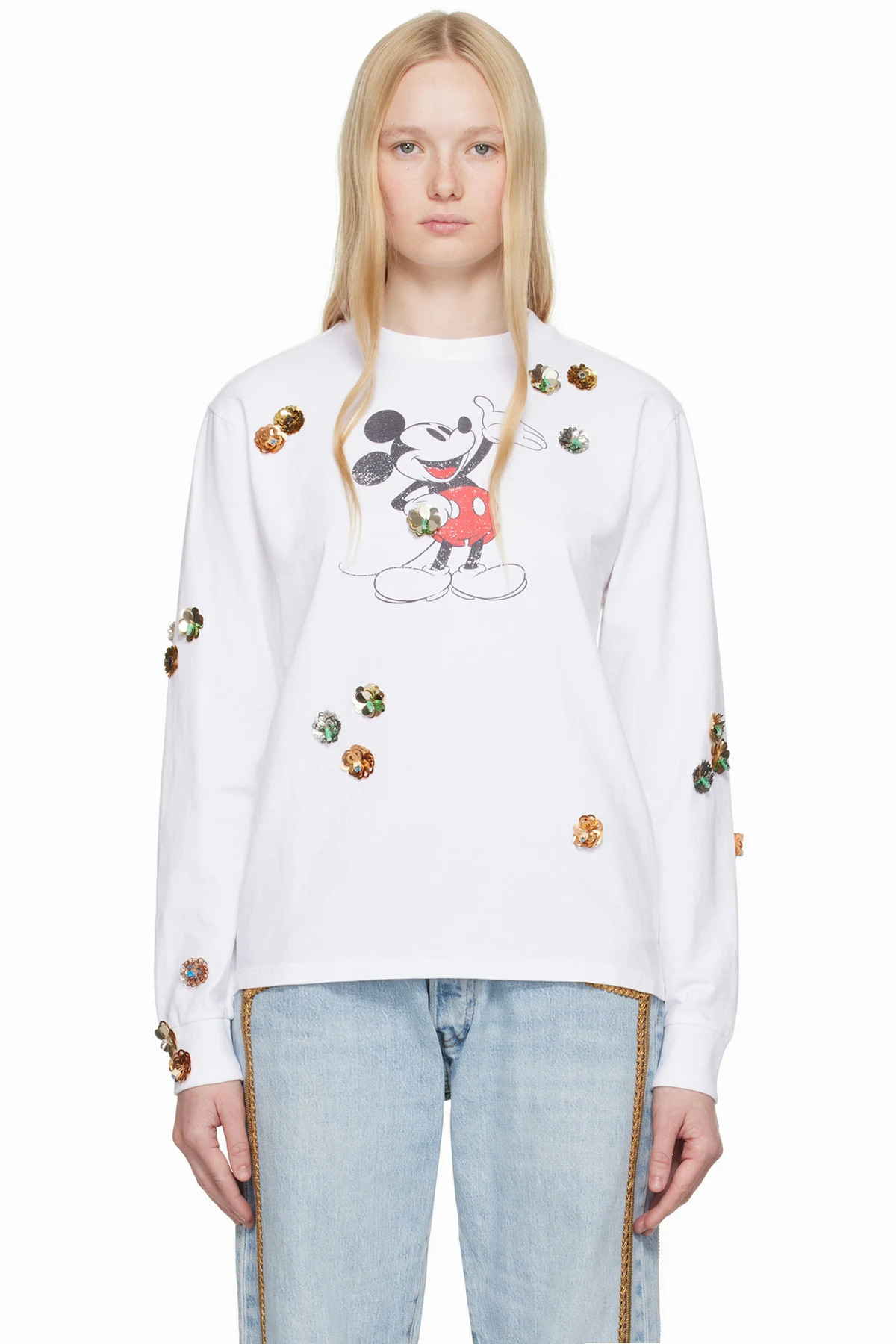White Disney Mickey Long-Sleeved T-shirt
