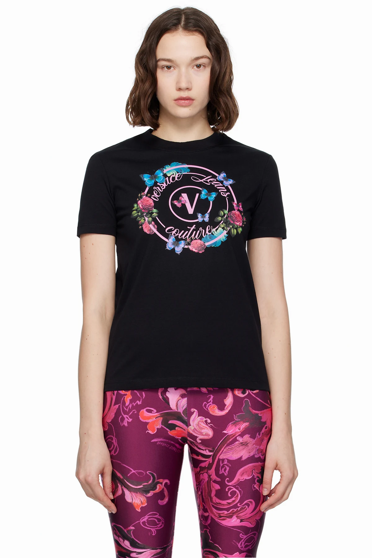 Black Cotton Jersey Screen-Printed T-shirt