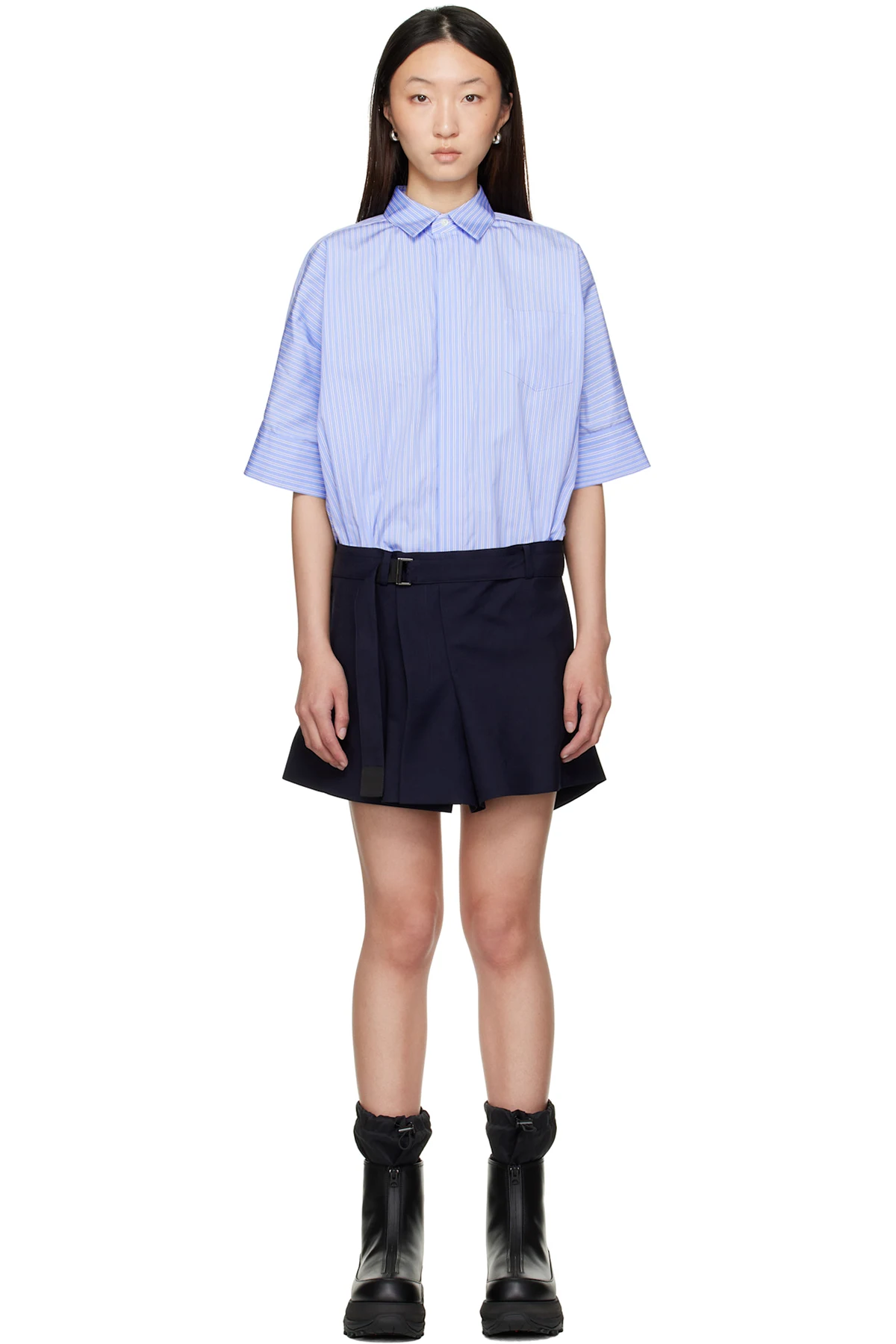 Blue Poplin & Suiting Minidress
