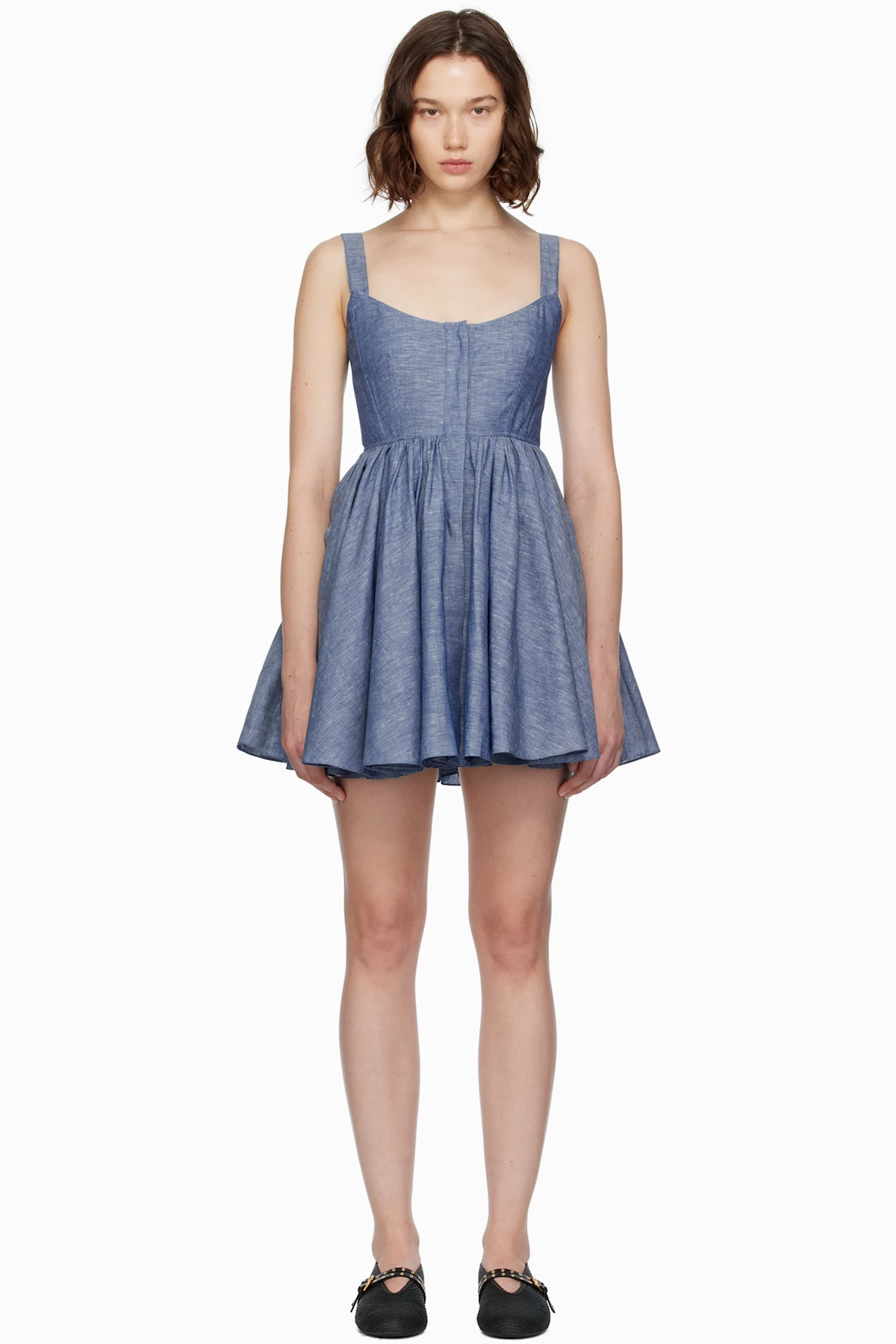 Blue Chambray Skater Minidress