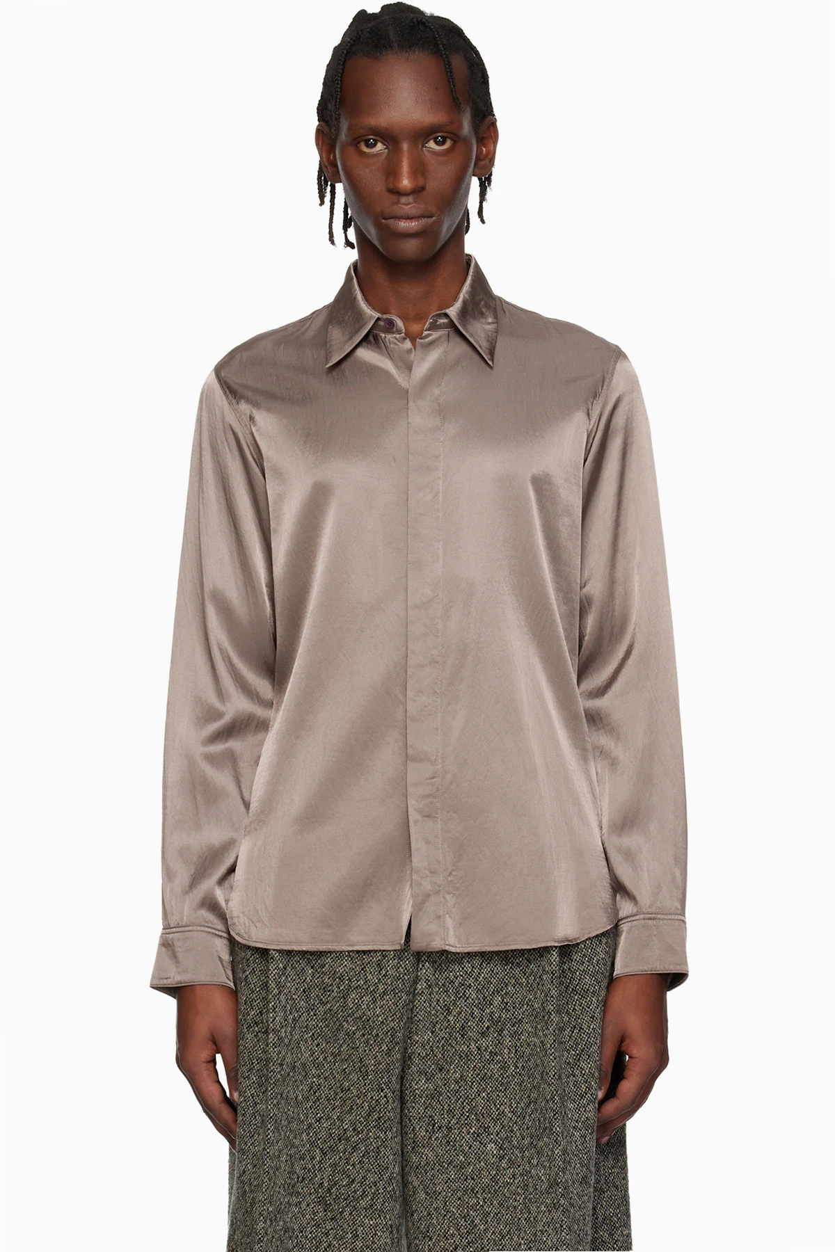 Taupe Satin Shirt