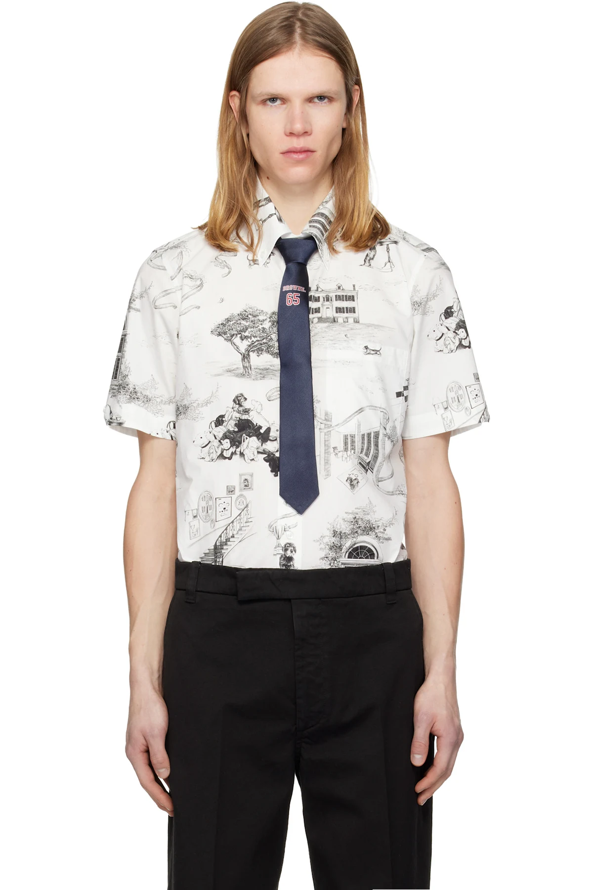 Off-White Poplin Hector Toile Short Sleeve Shirt