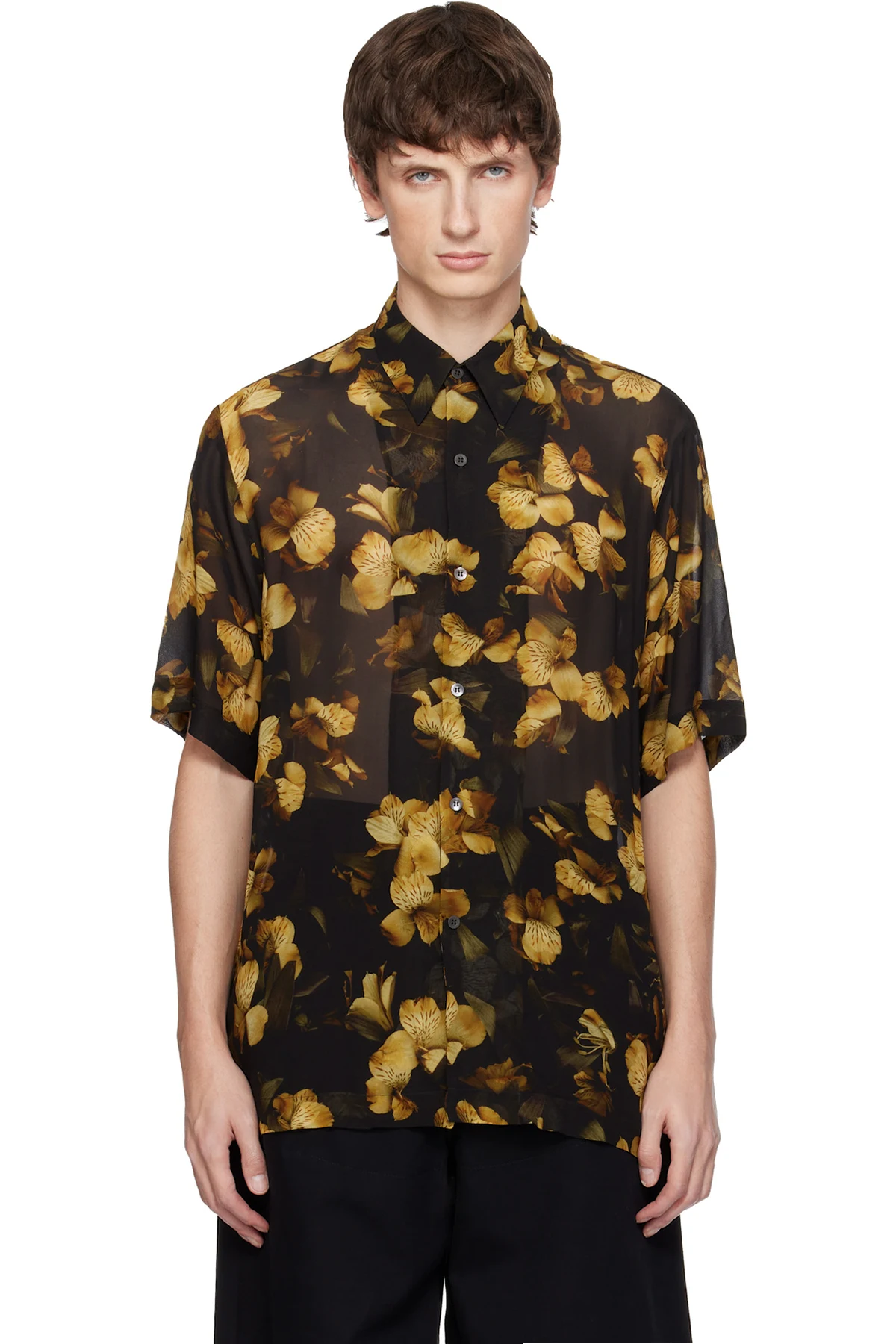 Black Floral Print Shirt