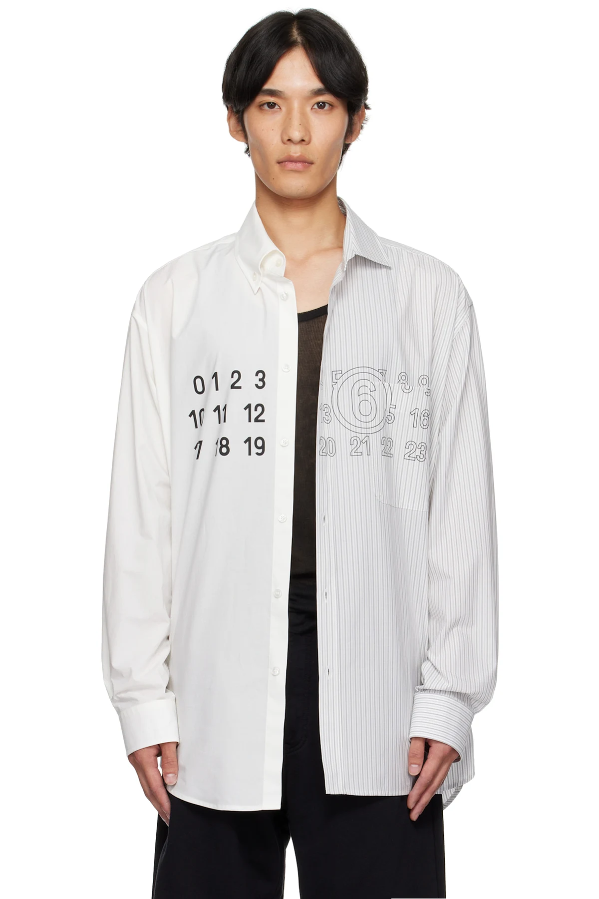 White & Gray Striped Long Sleeve Shirt