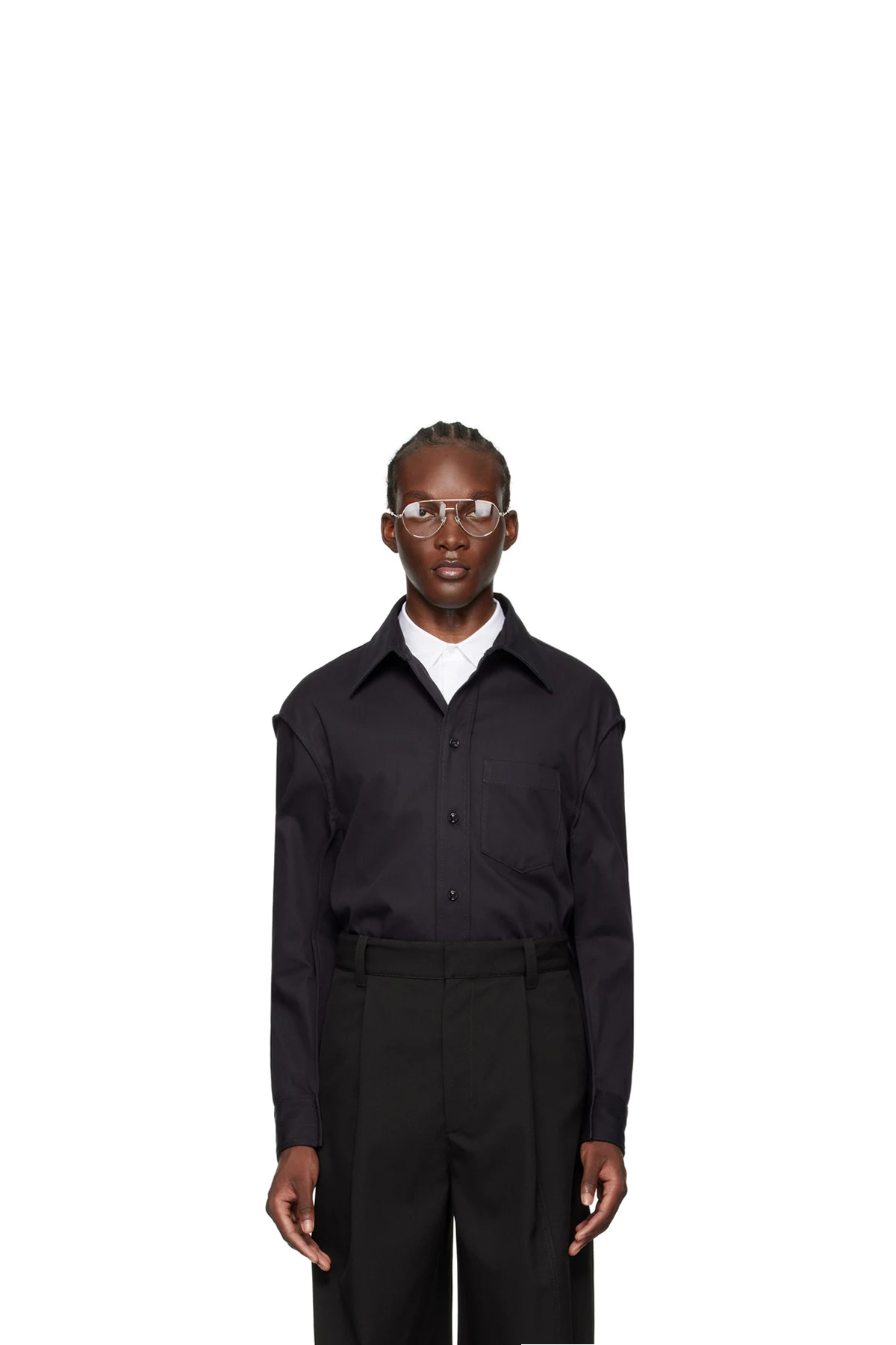 Navy Button-Up Shirt