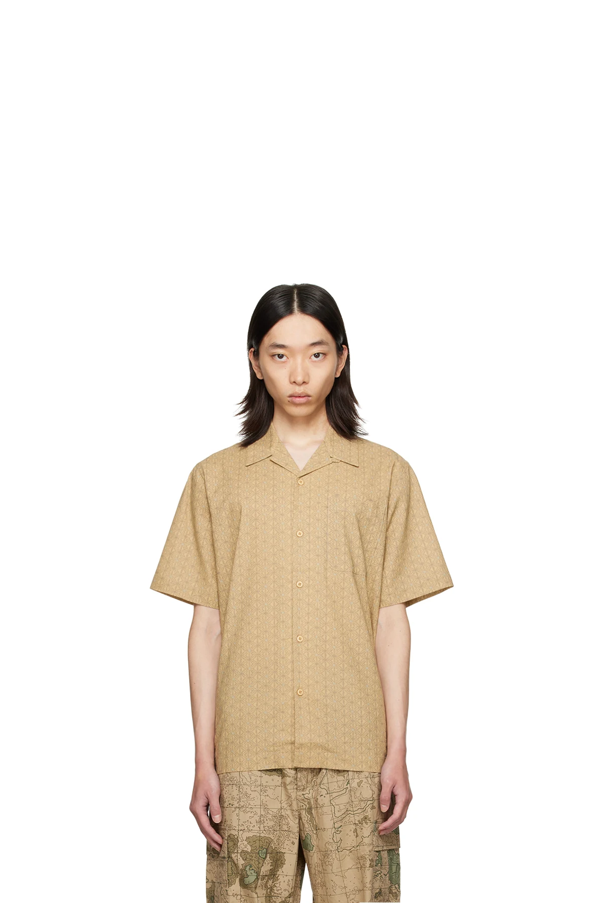 Beige Camp Collar Shirt