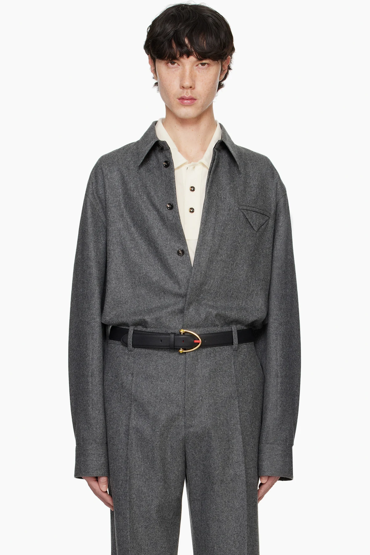 Gray Light Wool Flannel Shirt