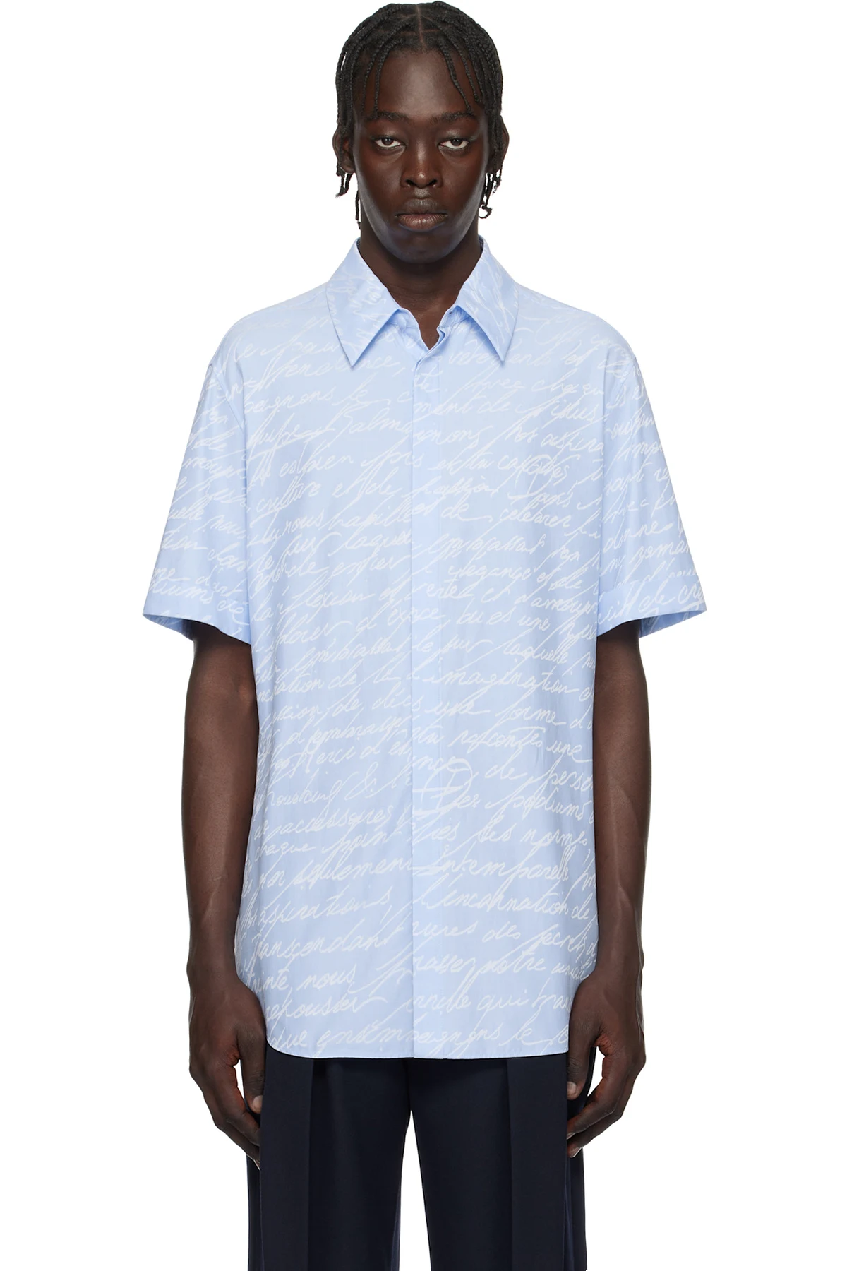 Blue Love Letter Print Shirt