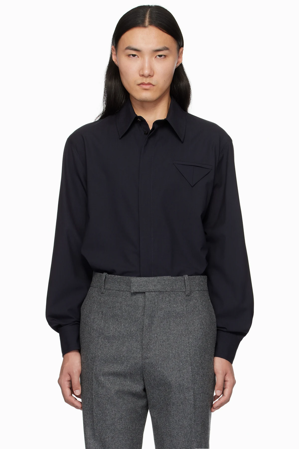 Navy Fine Wool Shirt