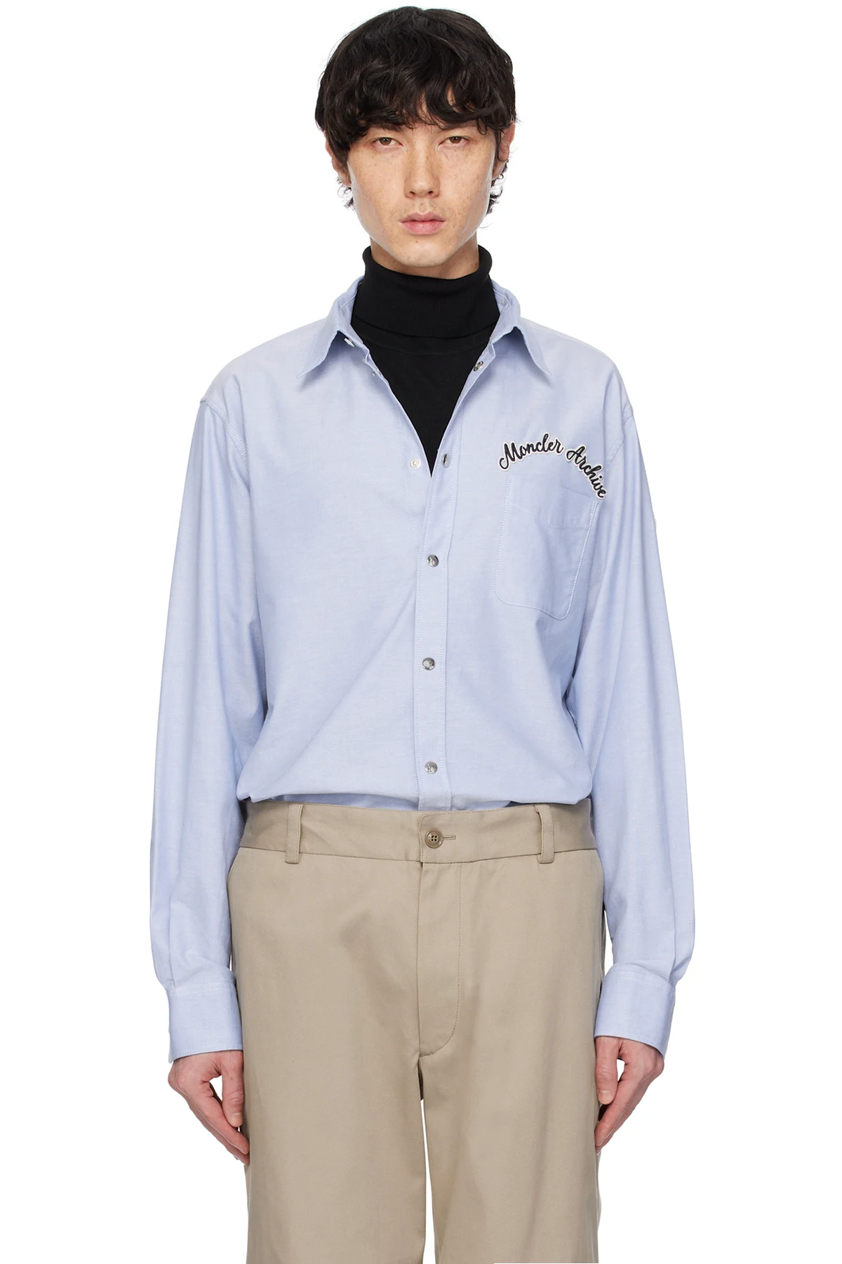 Blue Embroidered Logo Oxford Cotton Shirt