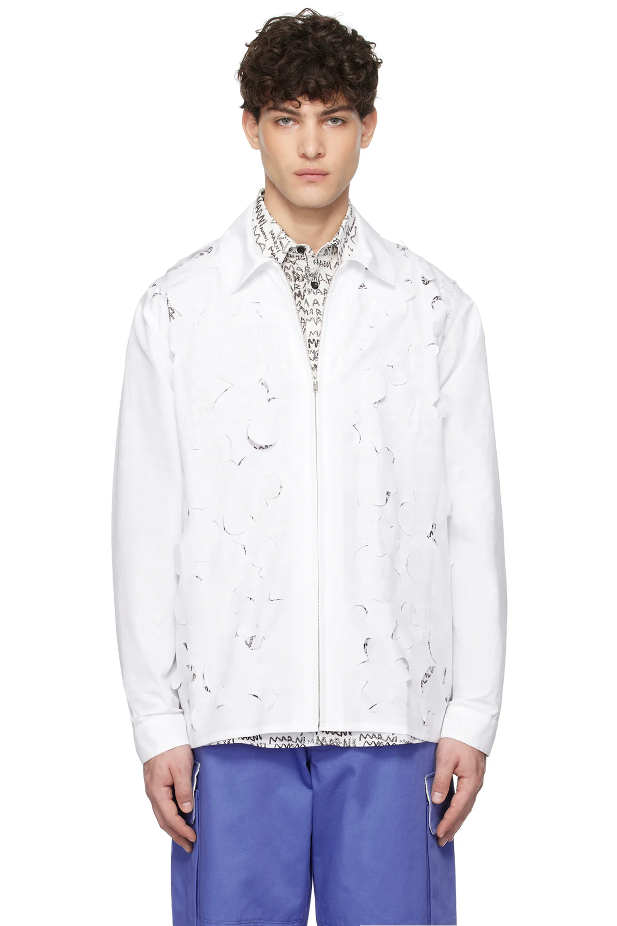 White Cut Out Long Sleeve Shirt