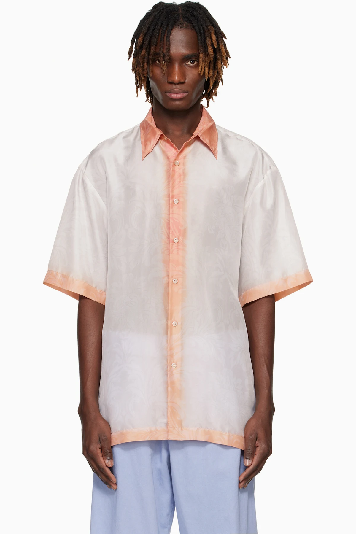 Off-White & Pink Silk Shirt