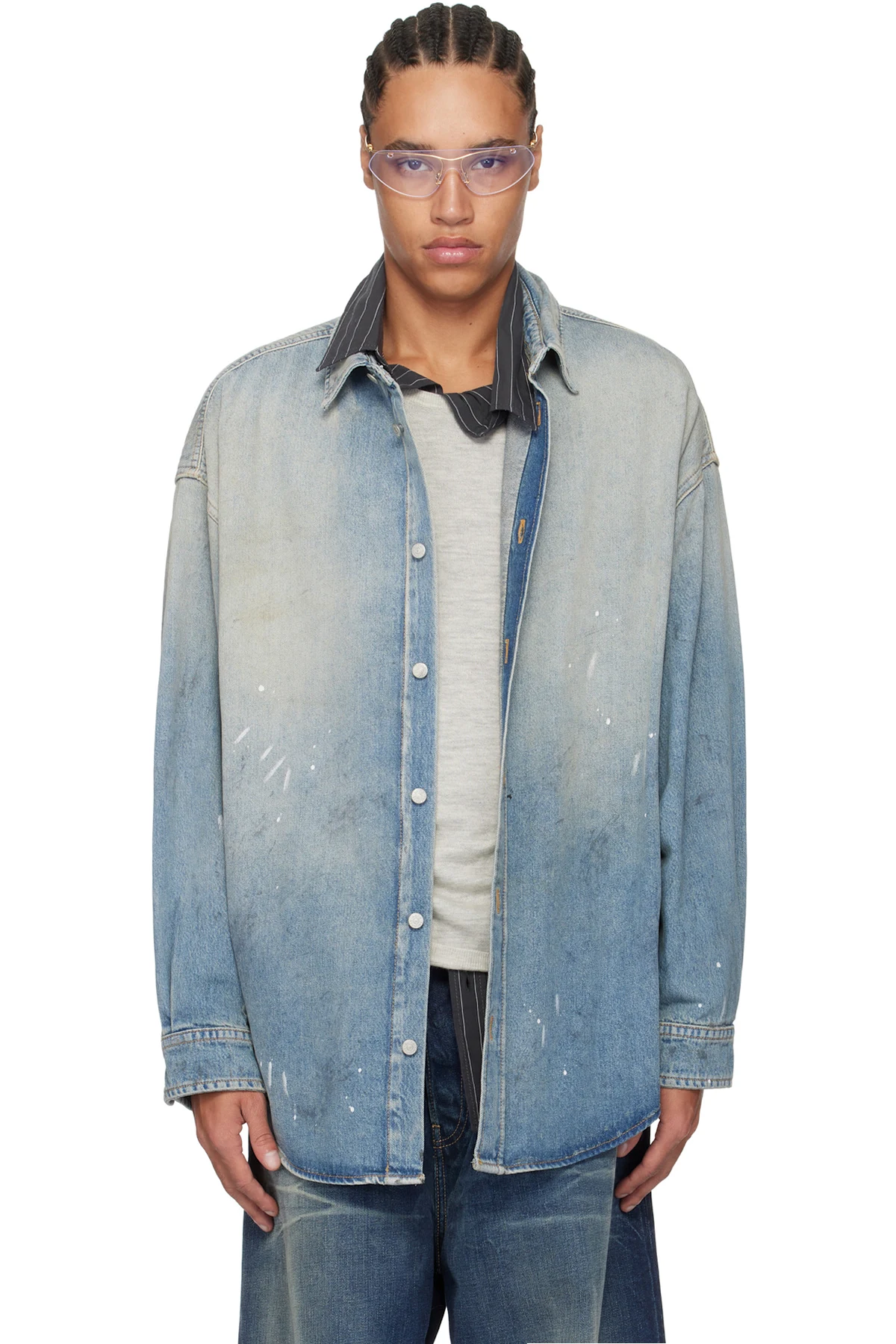 Blue Button-Up Denim Shirt