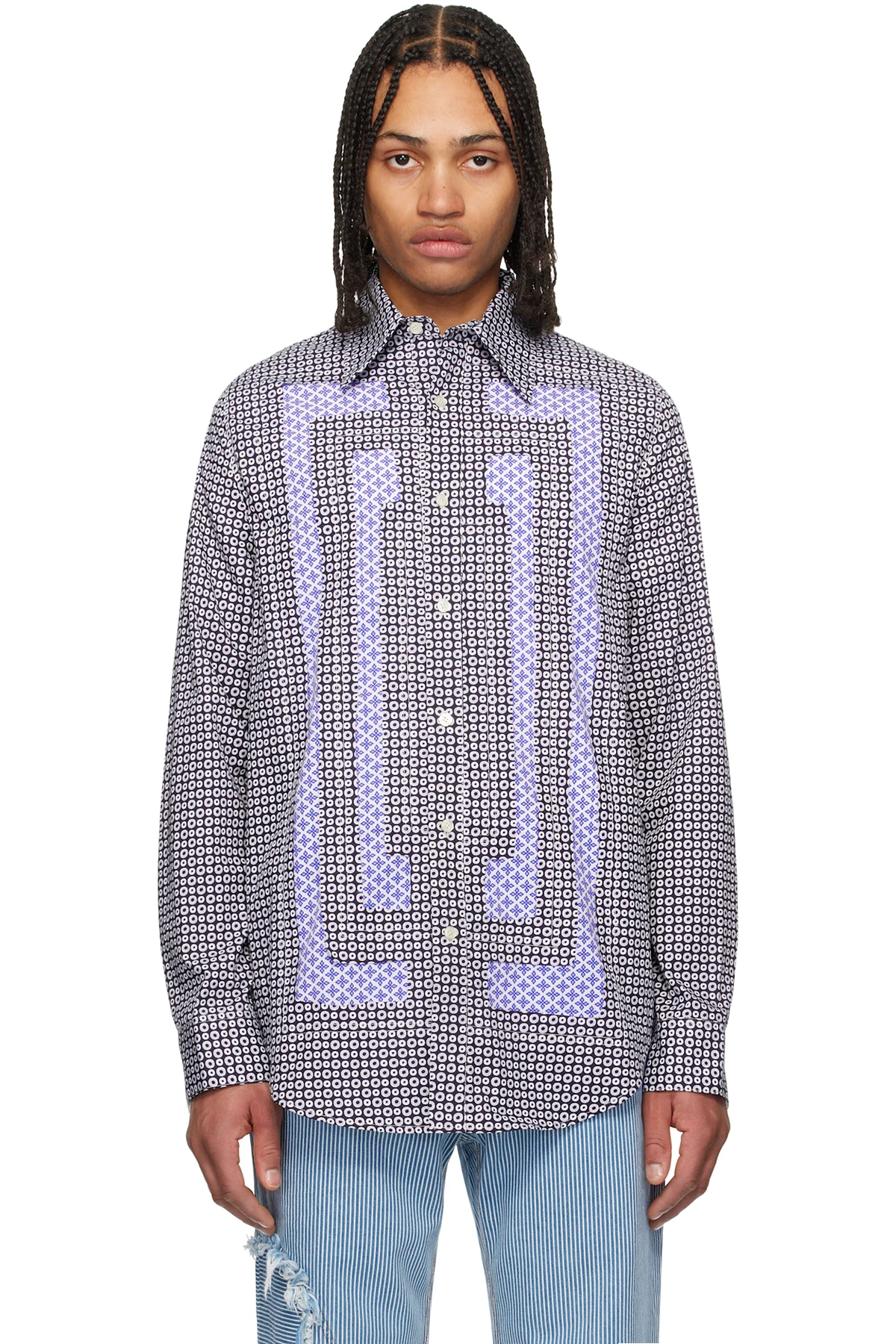 Navy Flower Cotton 'Scratch The Itch' Shirt