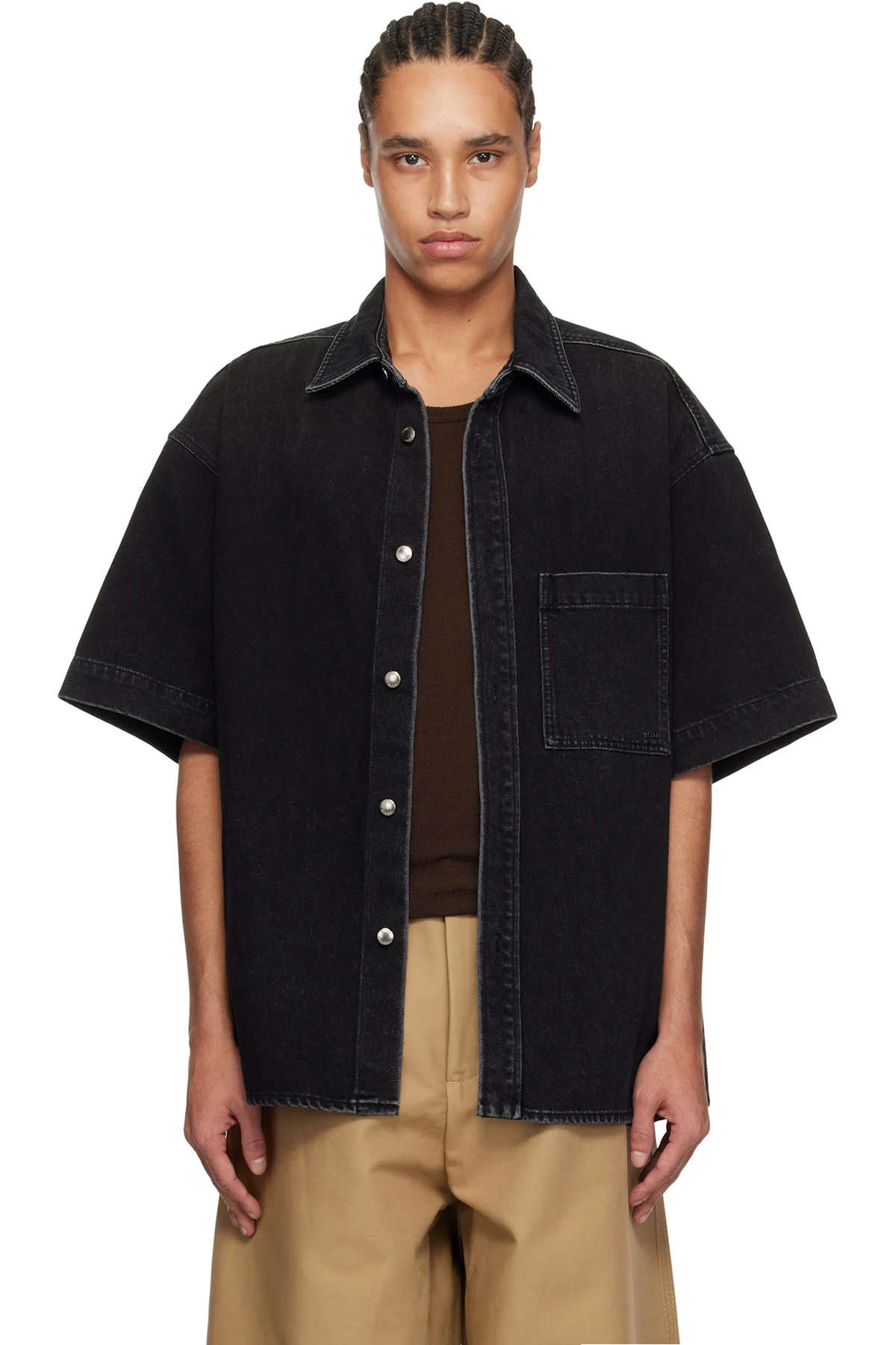 Black Palm Tree Denim Shirt