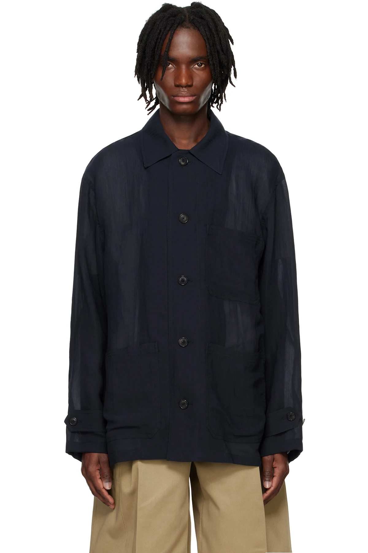 Navy Sheer Chore Overshirt