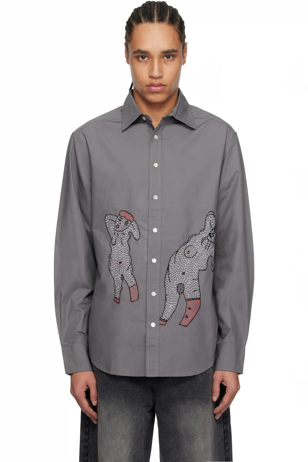 Gray Double Lady Tailored Shirt