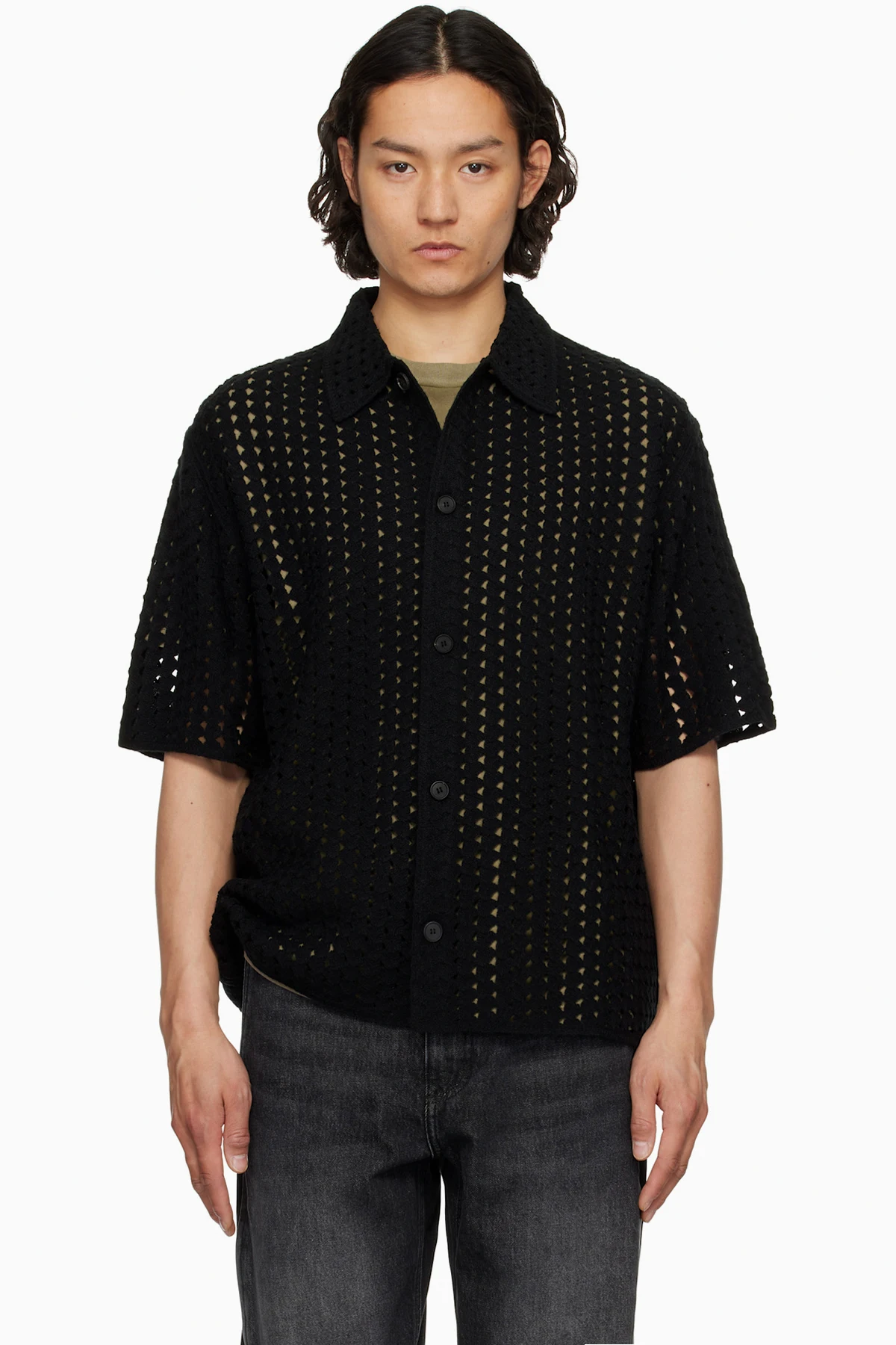 Black Pointelle Shirt