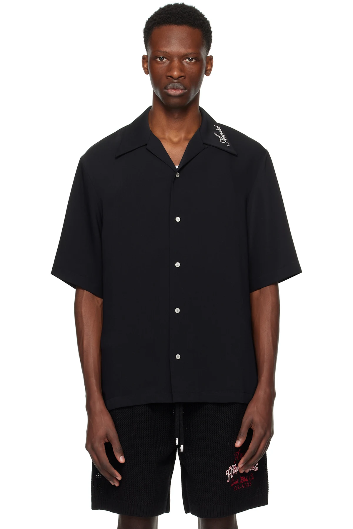 Black 'AMIRI' Camp Collar Shirt
