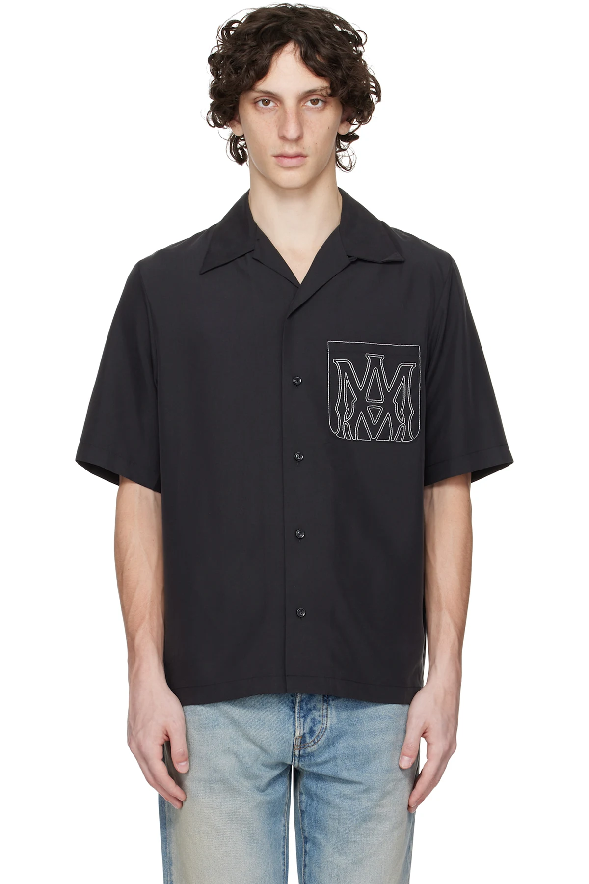 Black MA Outline Bowling Shirt