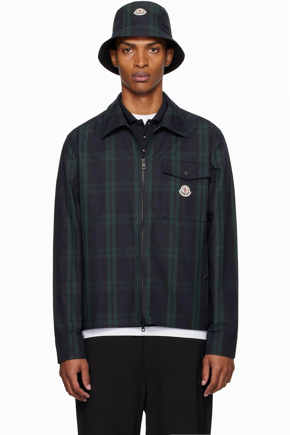 Black & Green Checked Cotton Gabardine Shirt