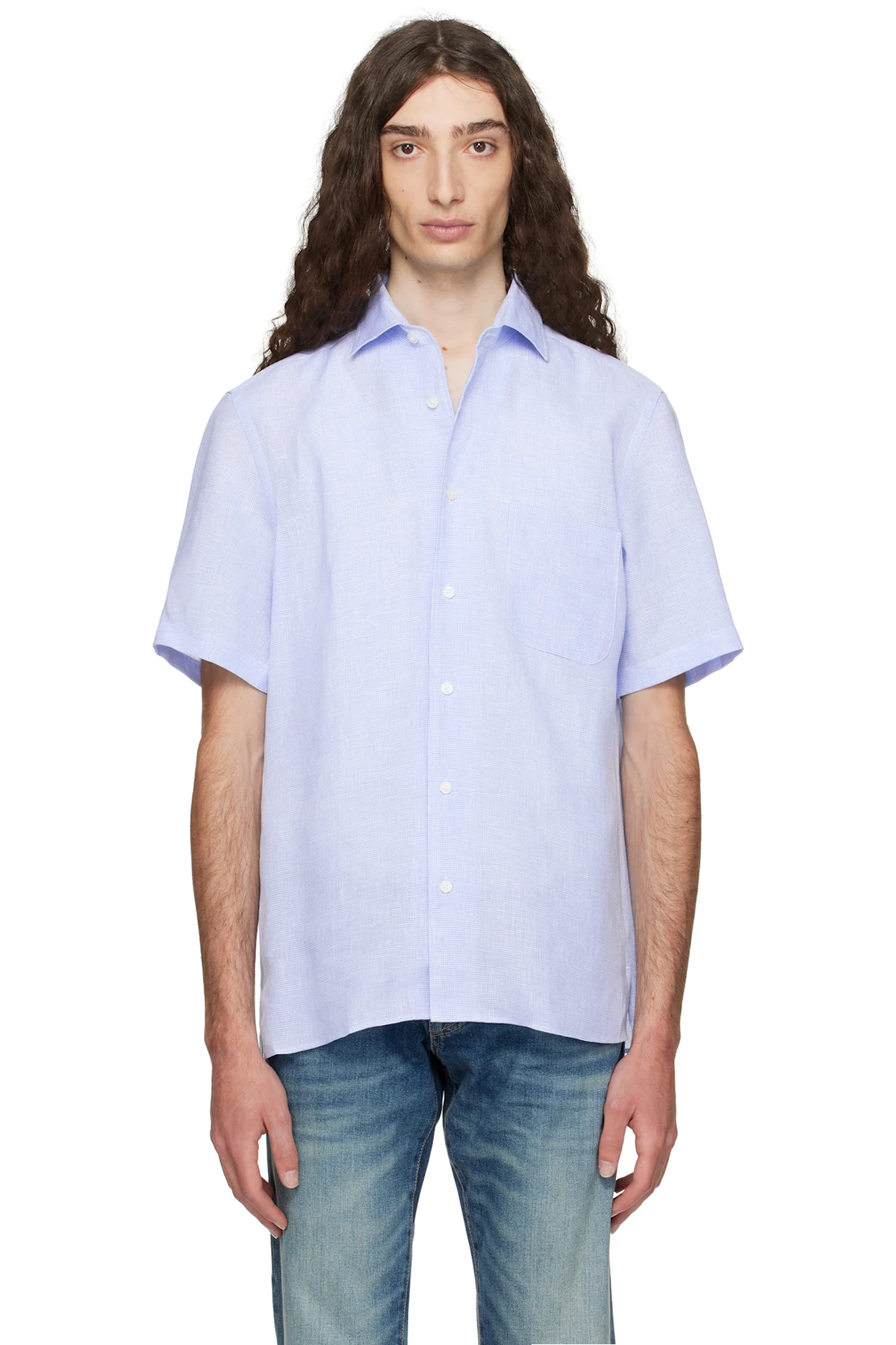 Blue BECKHAM Edition Regular-Fit Linen Shirt