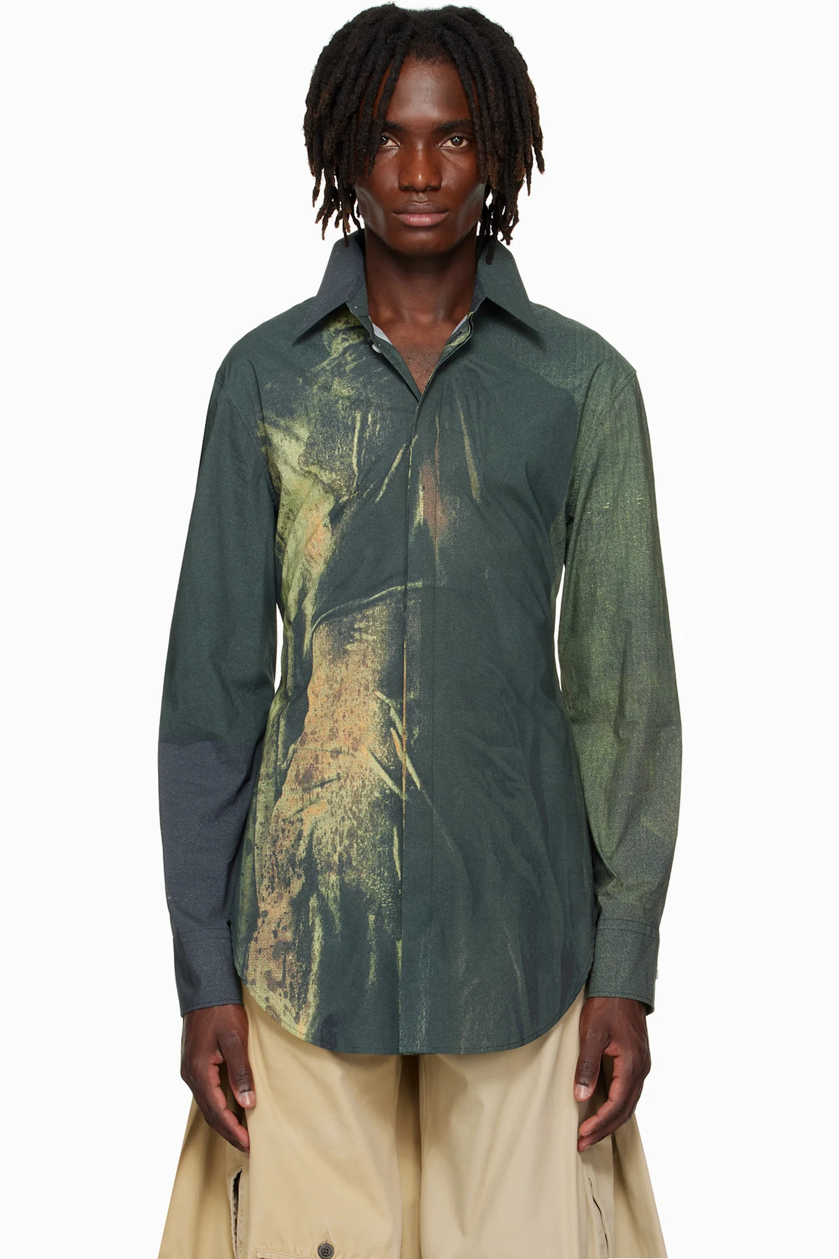 SSENSE Exclusive Khaki & Black Mesh Printed Acid Water Shirt