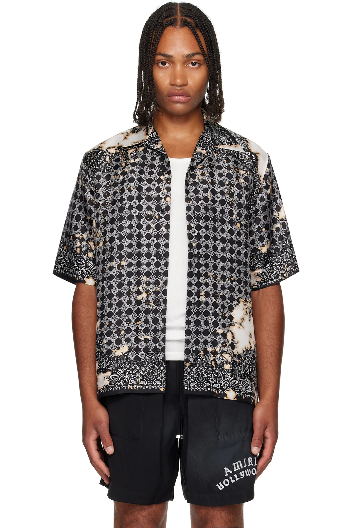 Black Bleach Bandana Bowling Shirt