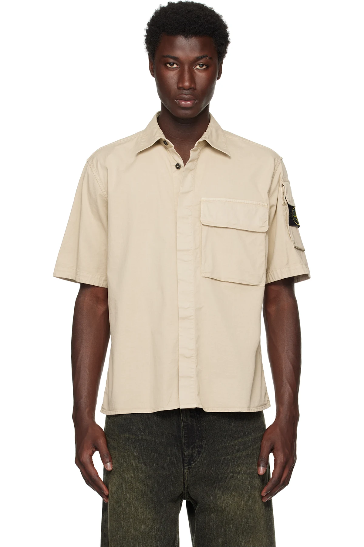 Beige 11000007 Supima Cotton Twill Stretch-TC Shirt