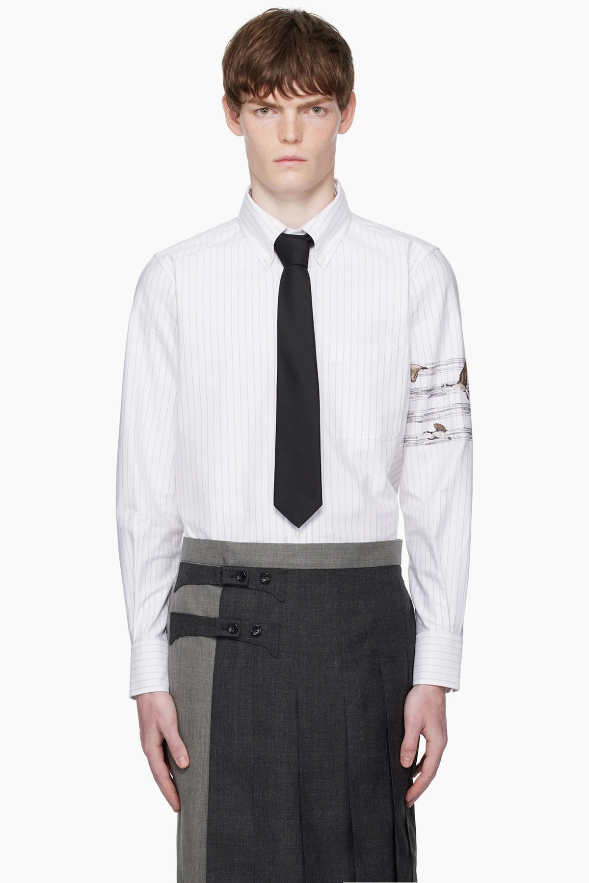 White Geese 4-Bar Pinstripe Oxford Shirt