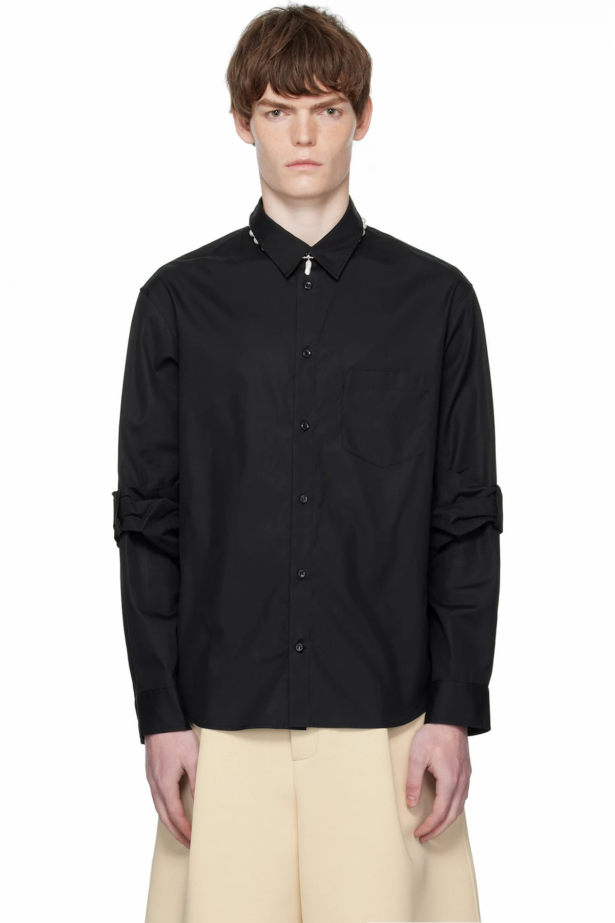 Black Bow Sleeve Classic Shirt
