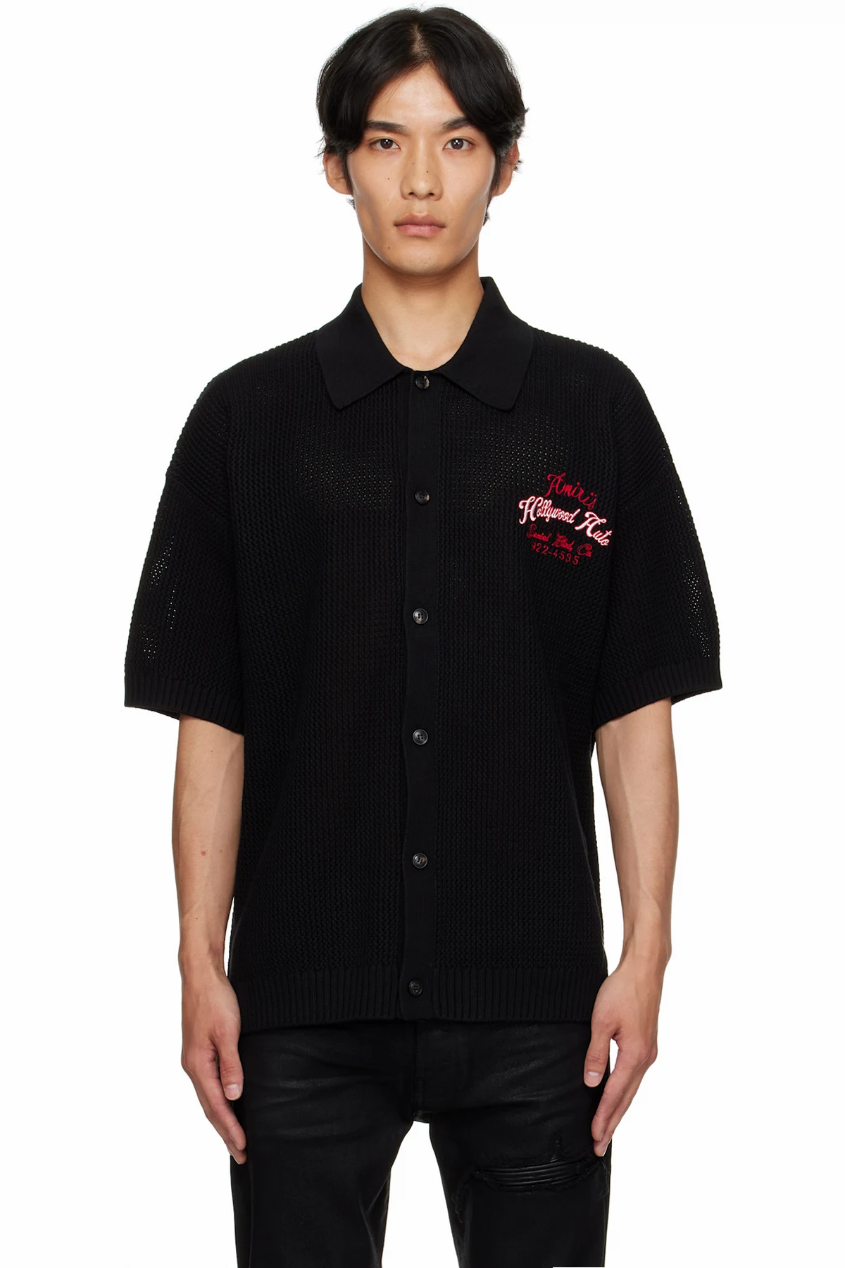 Black 'Hollywood Auto' Mesh Shirt
