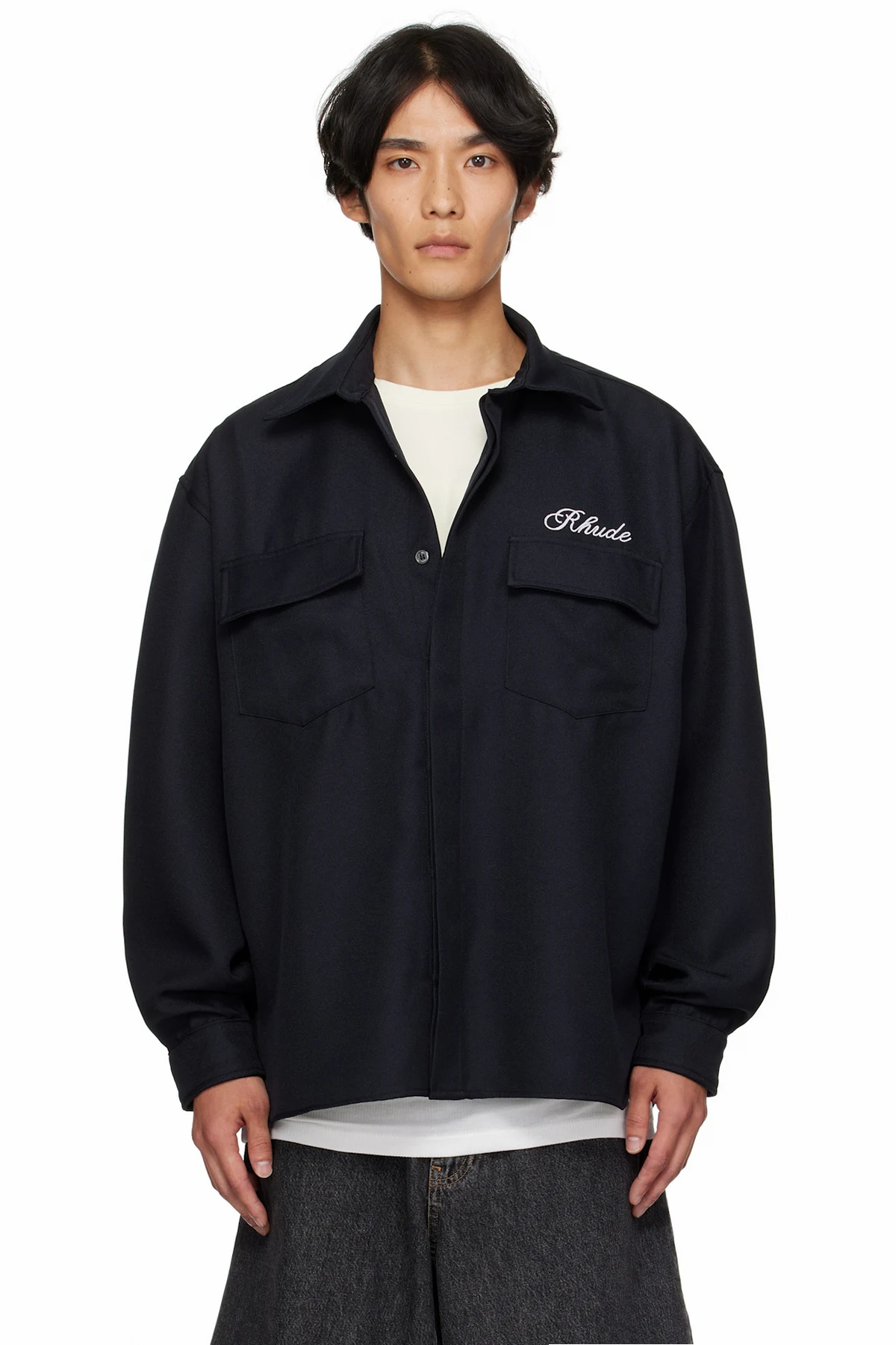 Black Boxy LS Work Shirt