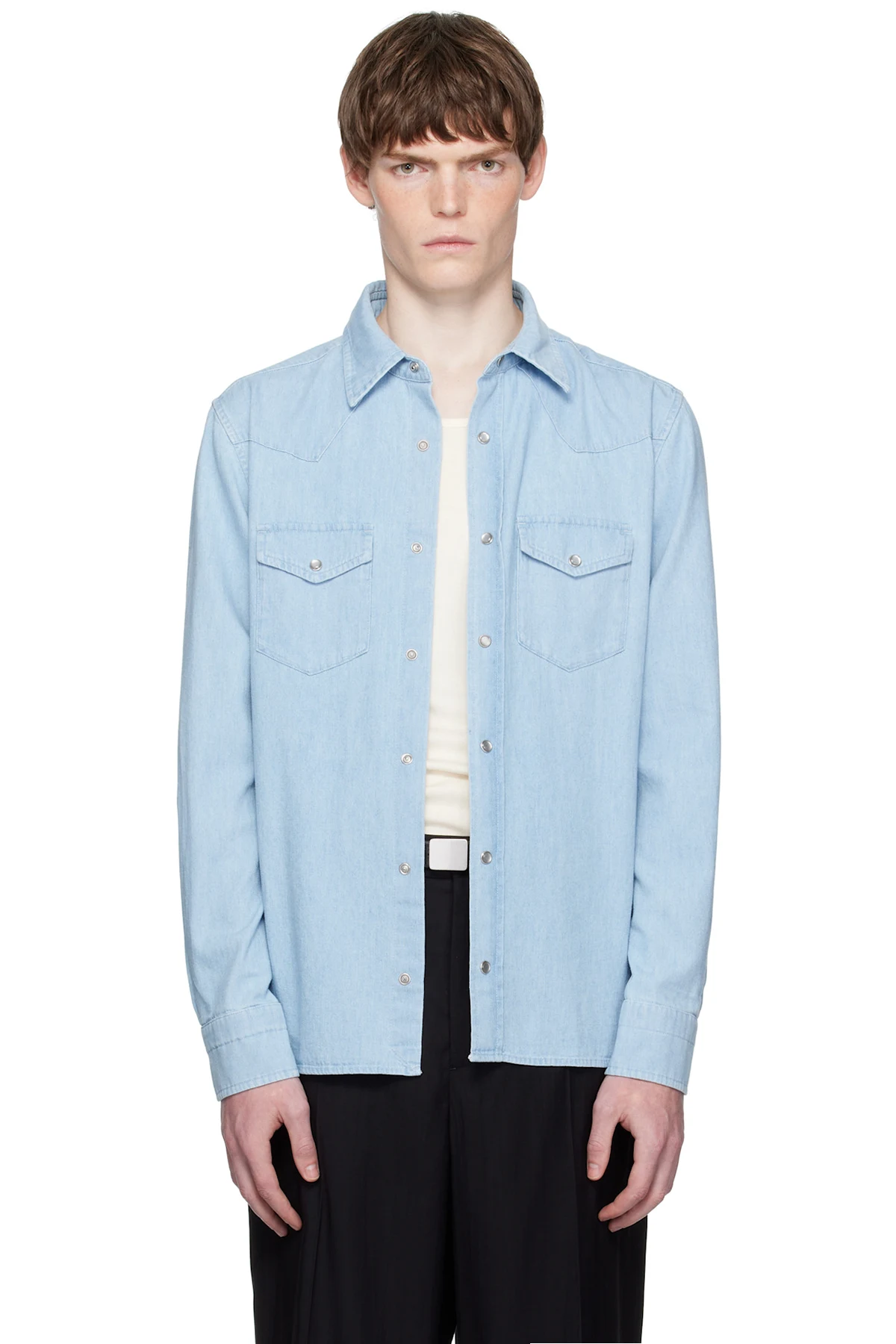 Blue Denim Chambray Western Shirt