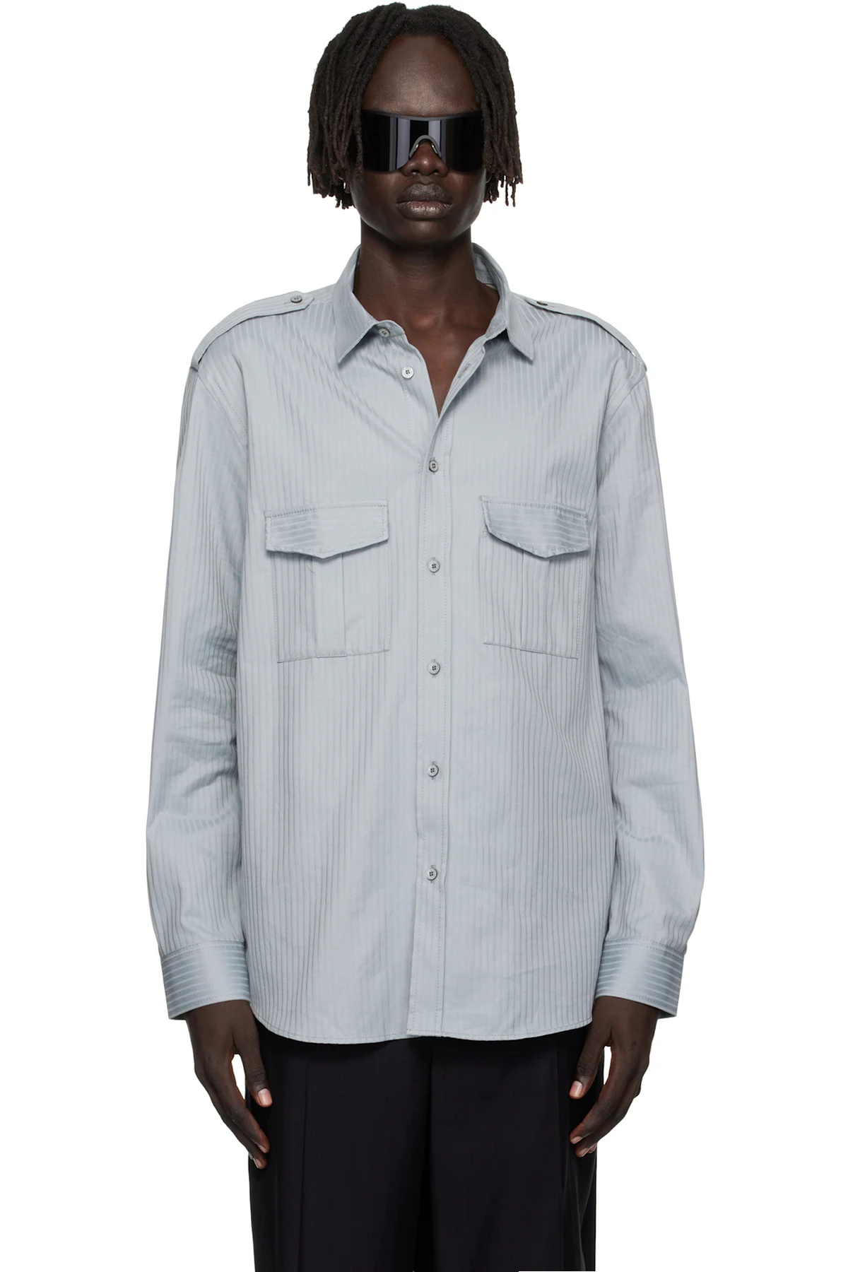 Gray Flap Pocket Shirt